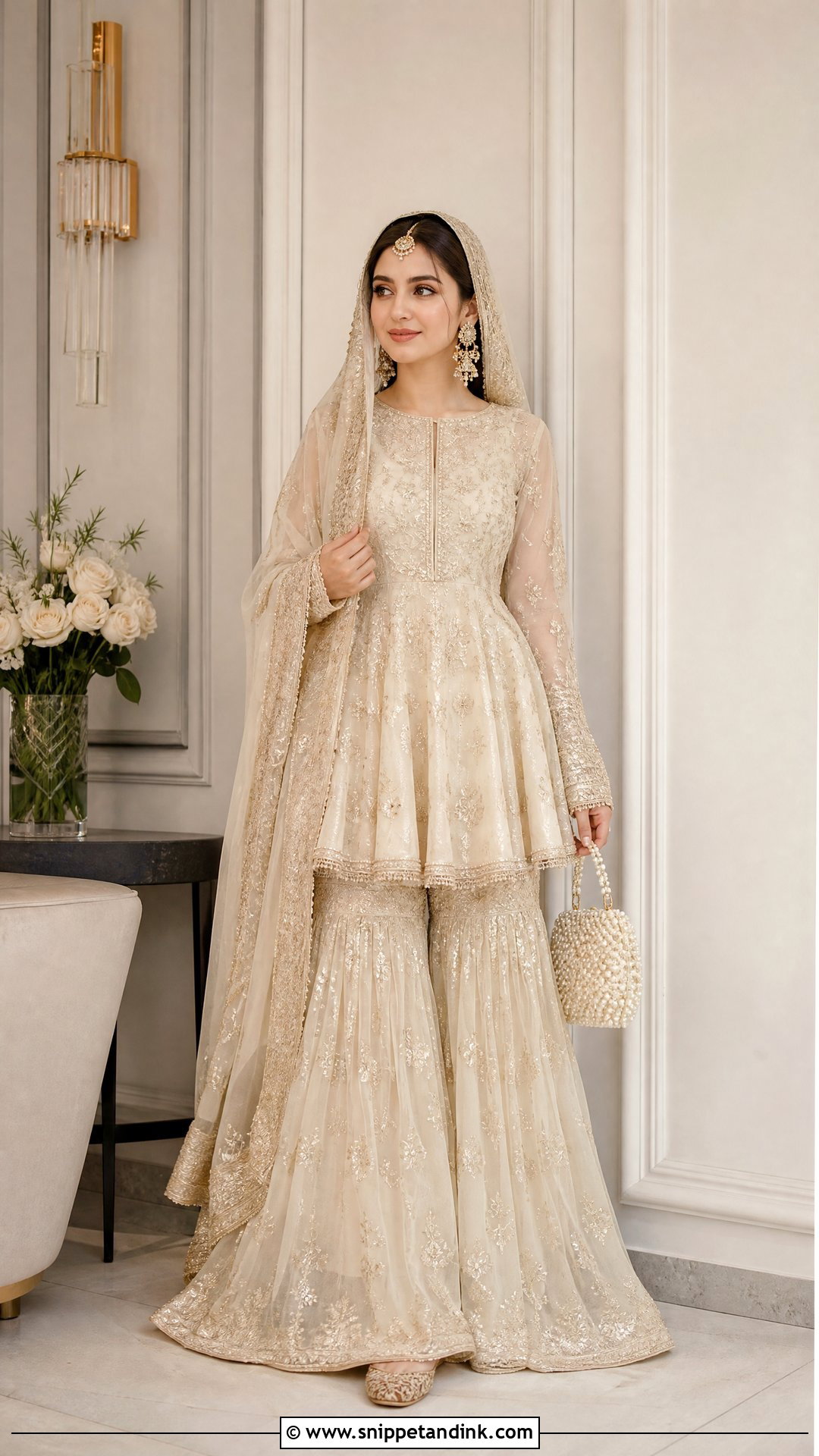 Ivory Peplum Sharara Nikah Dress - Snippet and Ink - 20 Nikah Bridal Dress Ideas