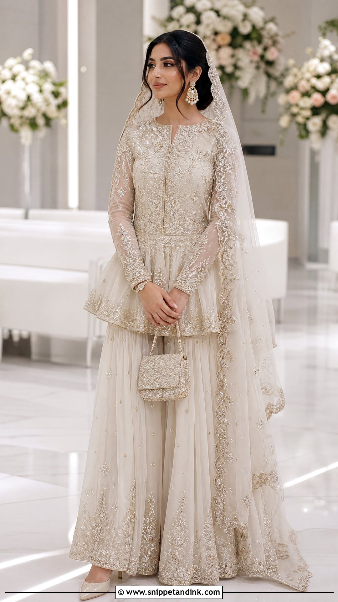 Ivory Peplum Sharara Nikkah Dress - Snippet and Ink - 20 Nikkah Inspo Dresses