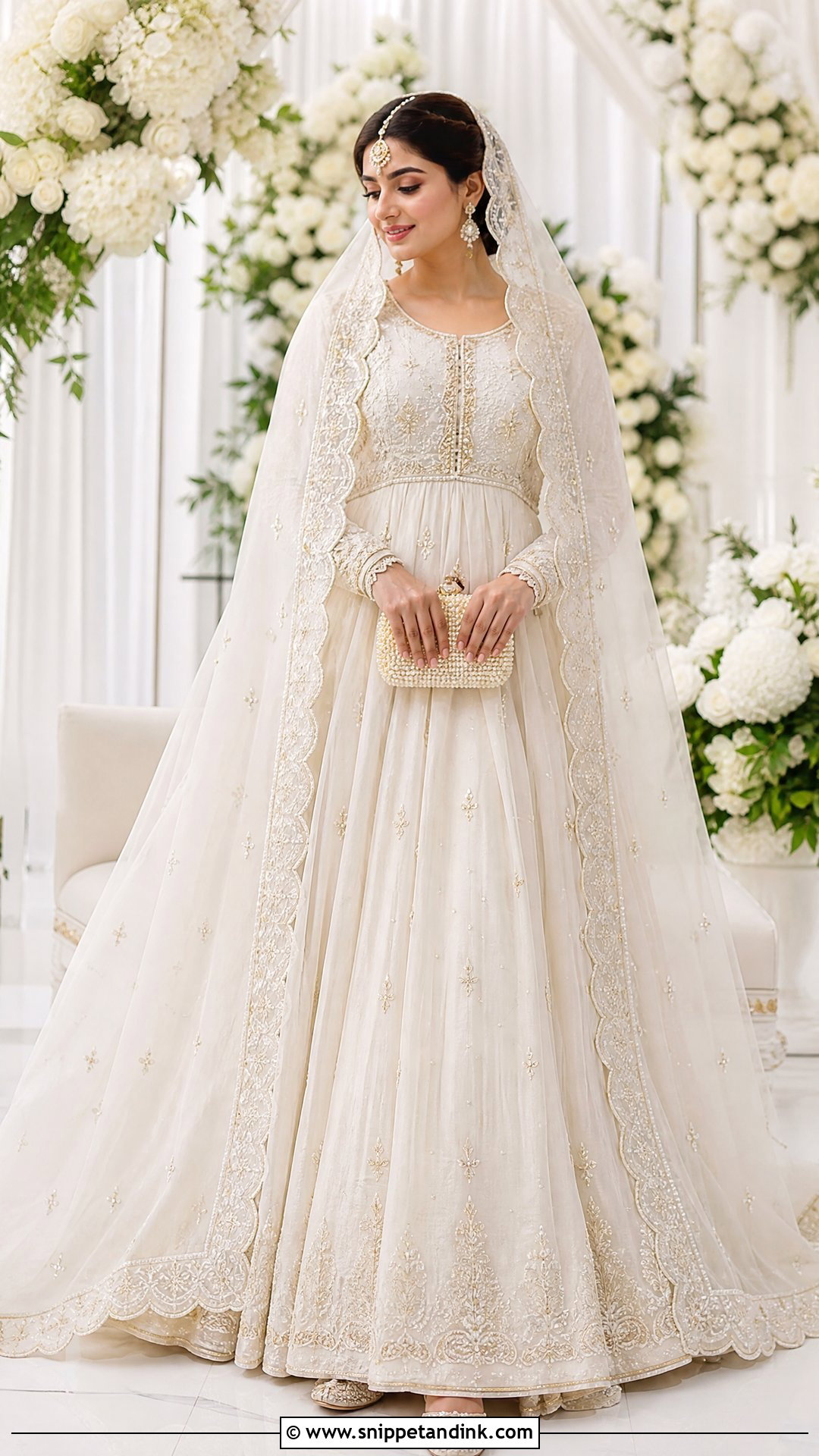 Ivory Pishwas Dress For Nikah - Snippet and Ink - 20 Pakistani Function Dresses
