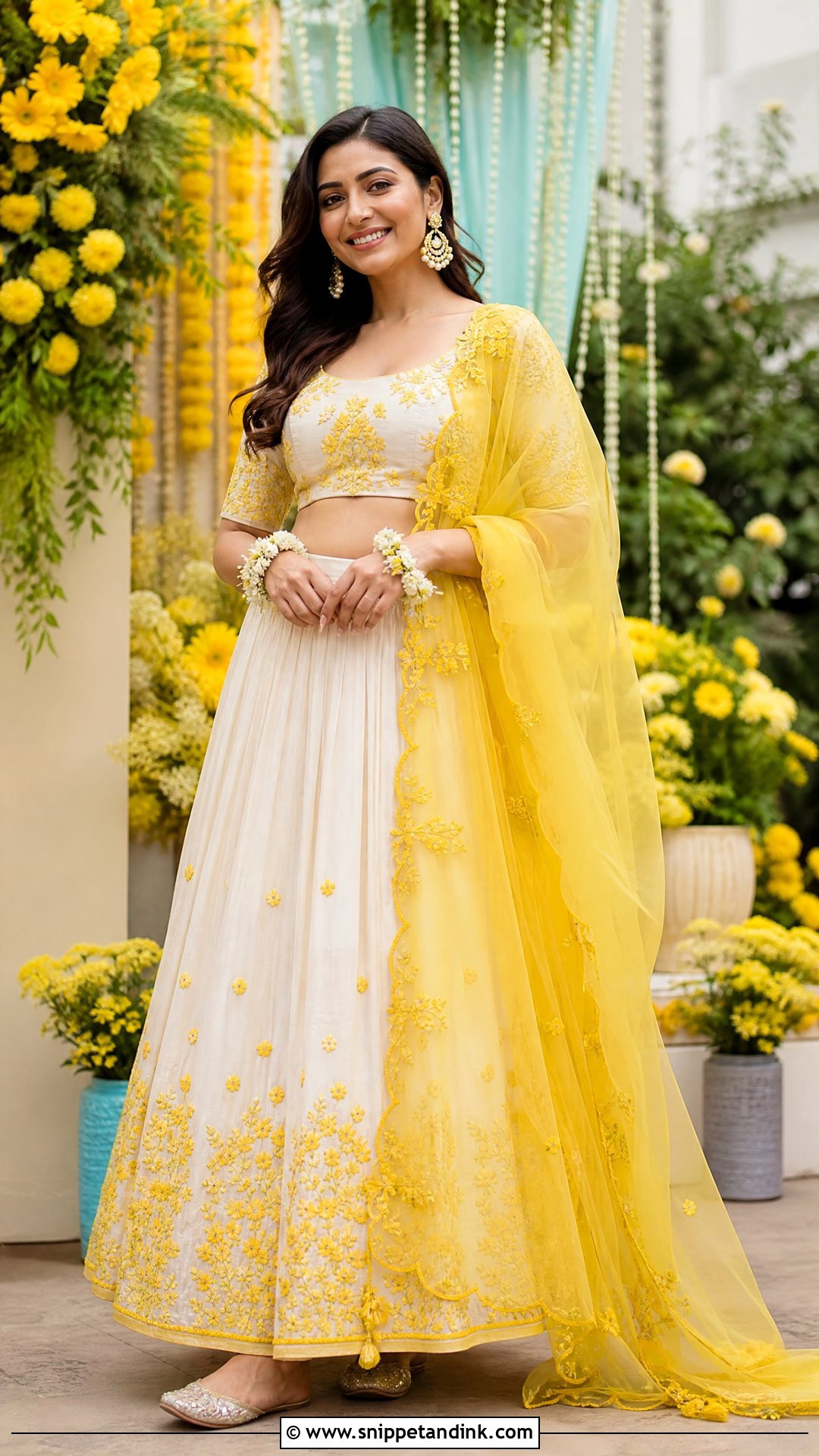 Ivory Pithi Lehenga For Bride - Snippet and Ink - 25 Pithi Outfit Brides Ideas