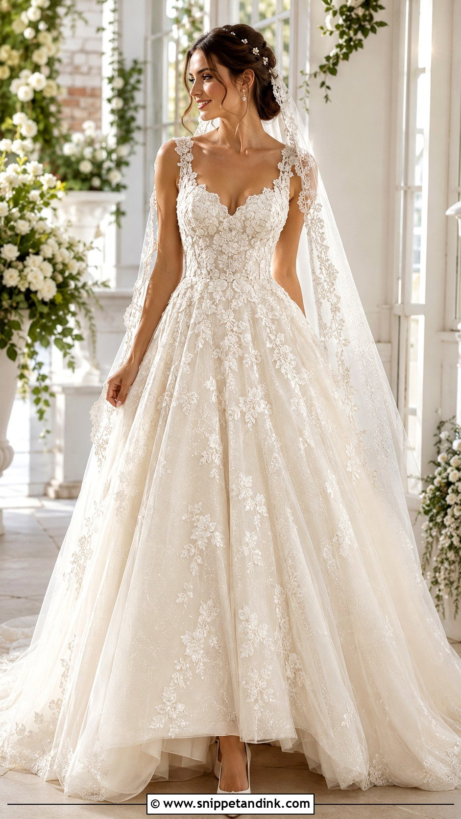 Ivory Princess Wedding Dress With Sparkle Lace - Snippet and Ink - 30 Princess Wedding Dresses Sparkle