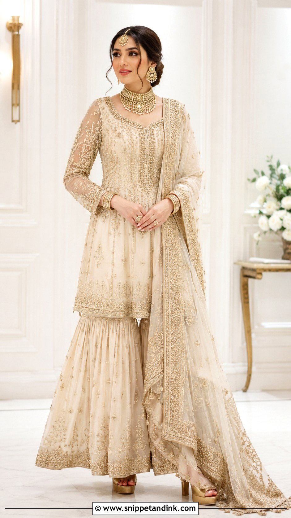 Ivory Punjabi Bridal Gharara Suit - Snippet and Ink - 25 Punjabi Bridal Suit Ideas