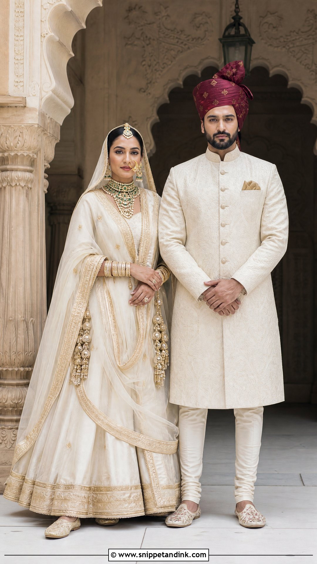 Ivory Rajputi Couple Outfit - Snippet and Ink - 20 Rajputi Couple Ideas