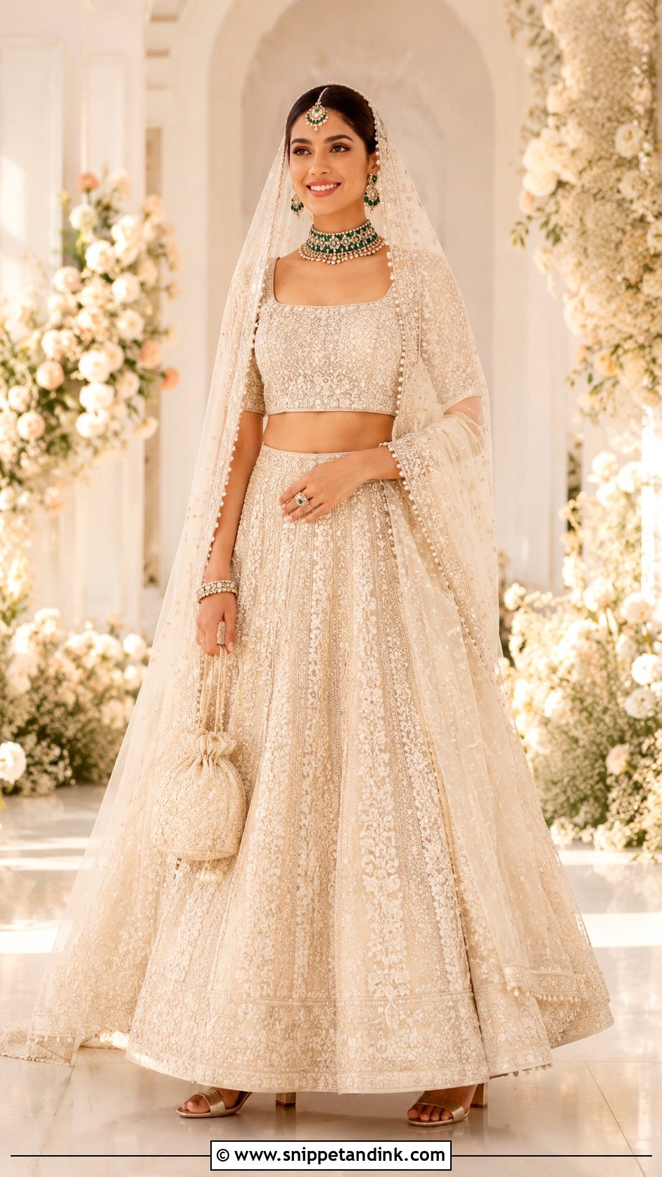 Ivory Sajna Bridal Lehenga - Snippet and Ink - 20 Sajna Bridal Wear Designer Ideas