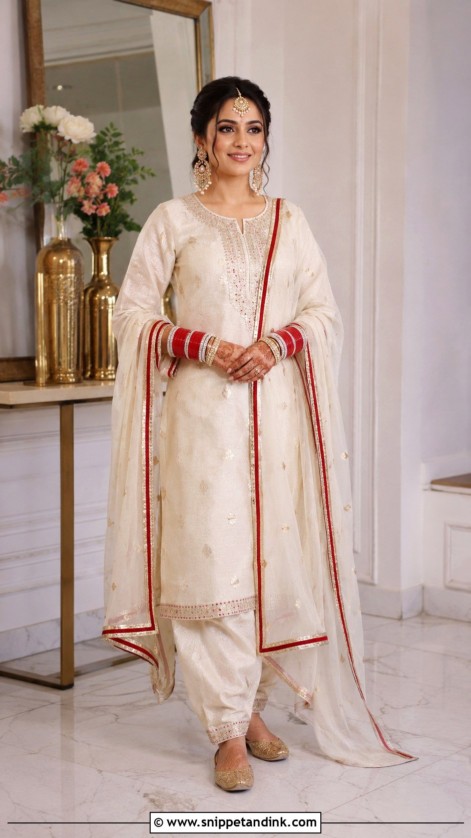 Ivory Salwar Suit Choora Ceremony Outfit - Snippet and Ink - 20 Choora Ceremony Outfit Ideas