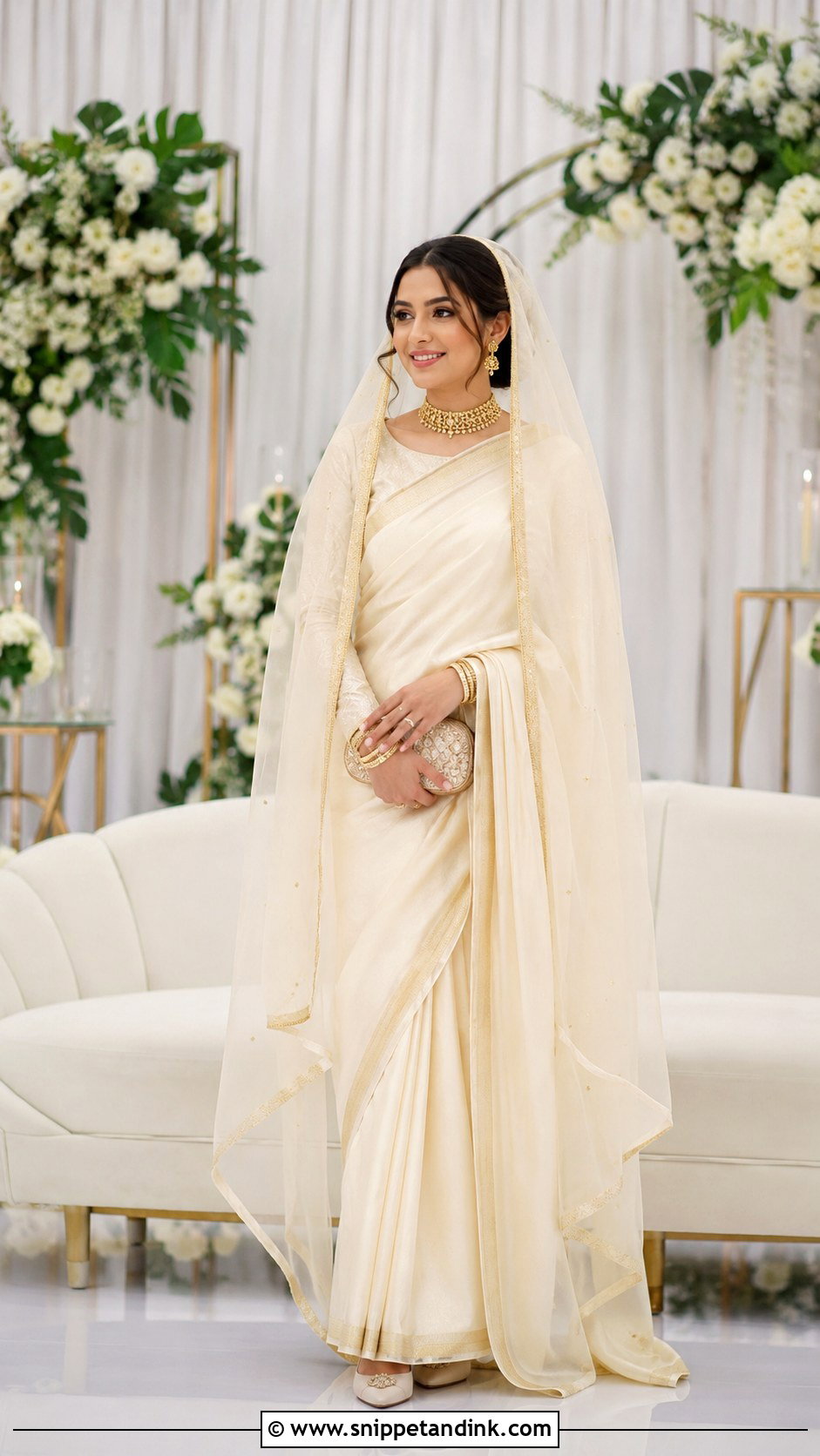 Ivory Sari Nikah Dress - Snippet and Ink - 20 Nikah Dress for Bride Ideas