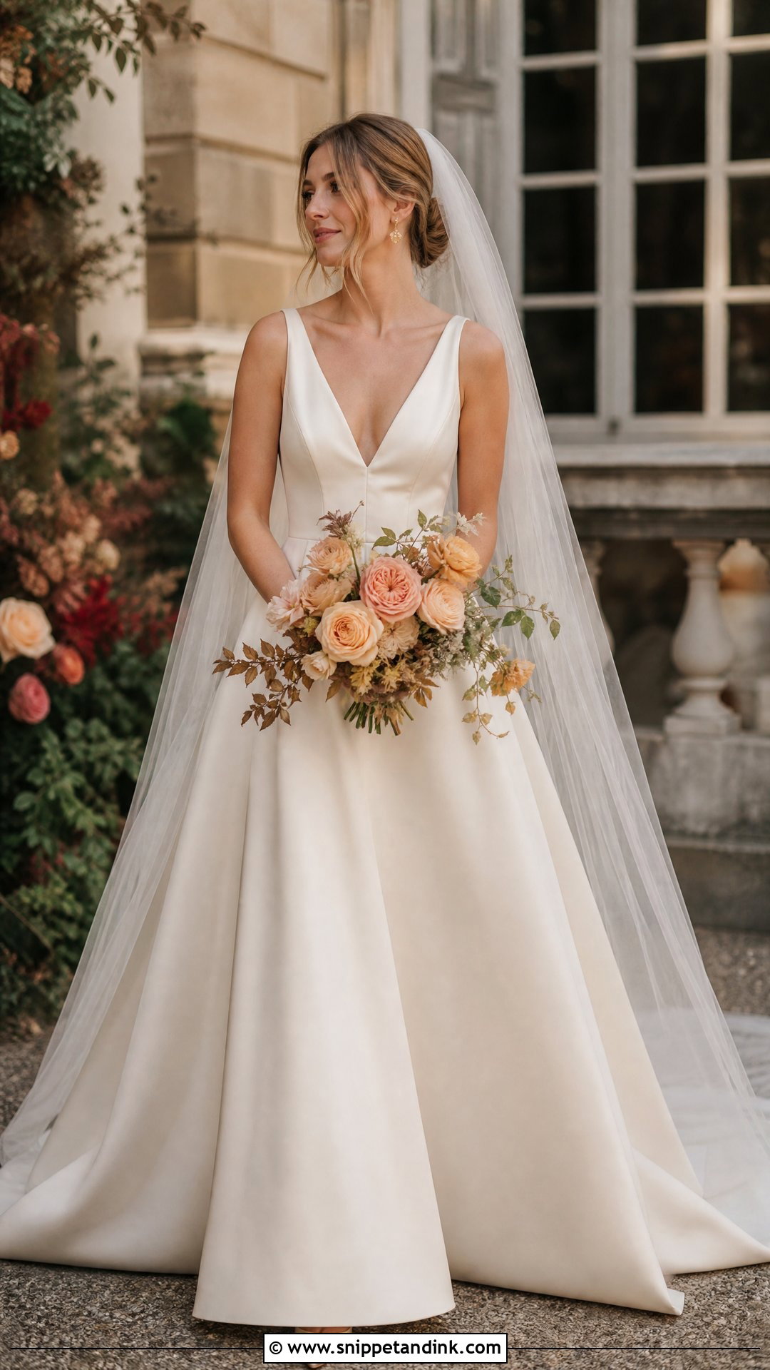 Ivory Satin A Line Soft Autumn Wedding Dress - Snippet and Ink - 20 Soft Autumn Wedding Dress Ideas