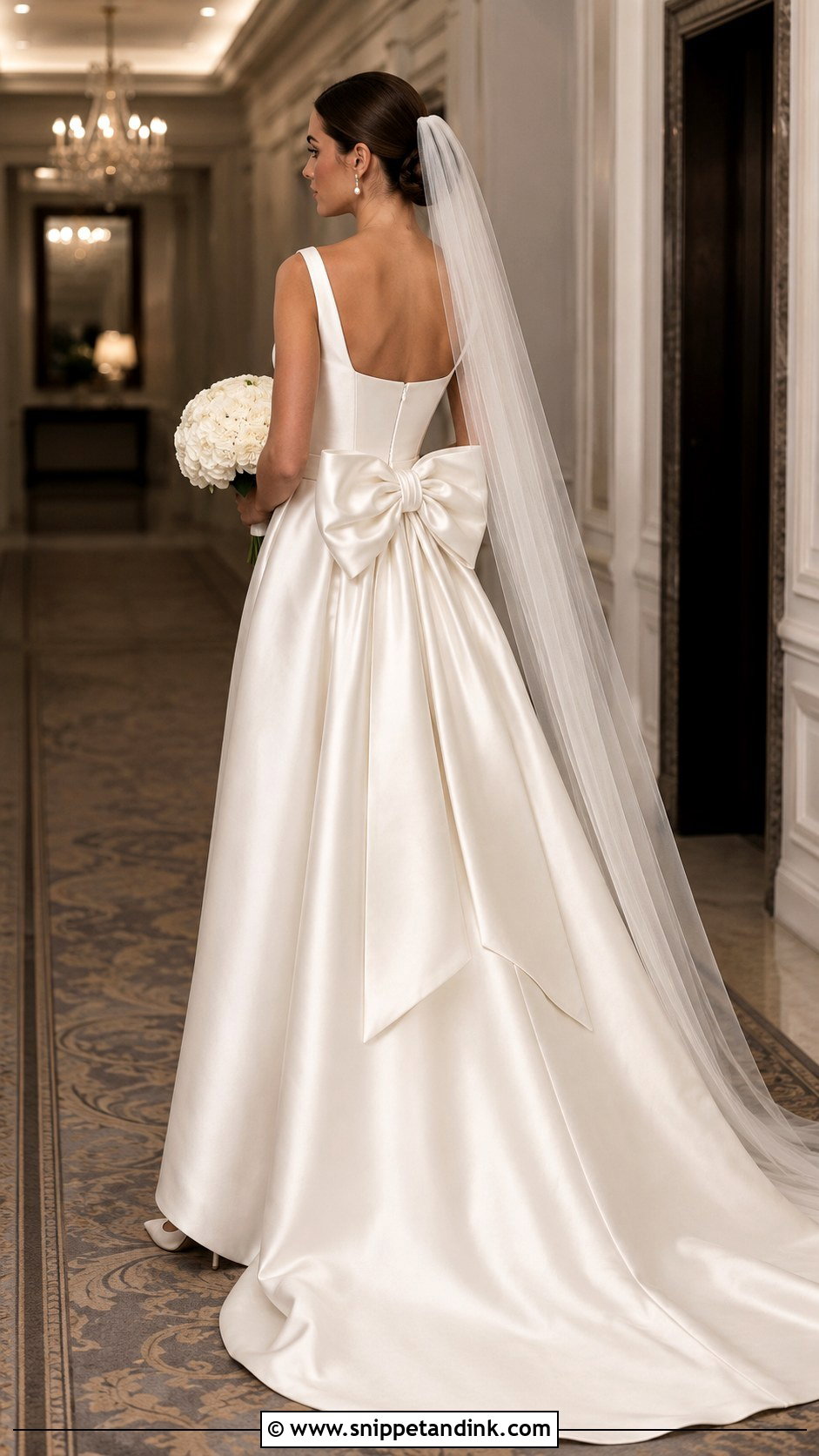 Ivory Satin Bow Back Wedding Dress - Snippet and Ink - 20 Ivory Satin Wedding Dress Ideas