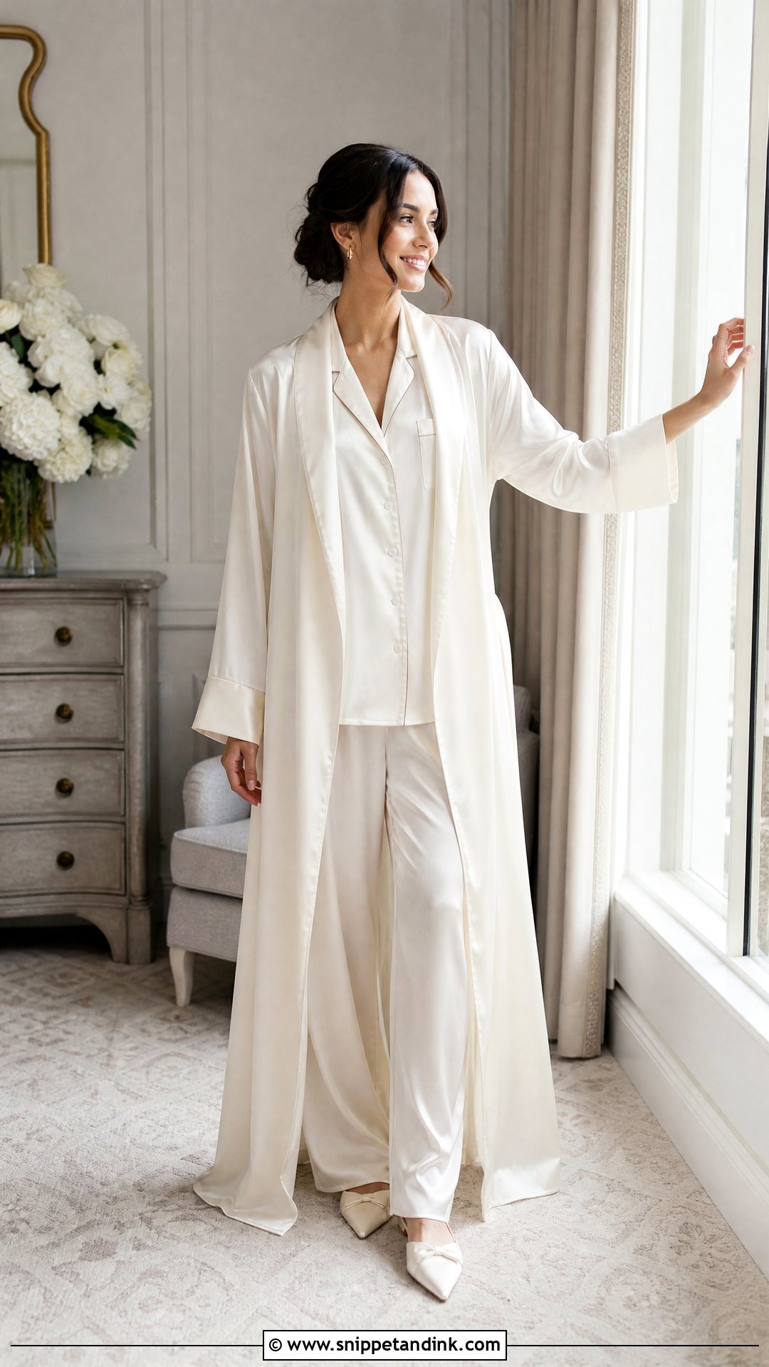 Ivory Satin Bridal Dressing Gown - Snippet and Ink - 20 Bridal Dressing Gown Ideas
