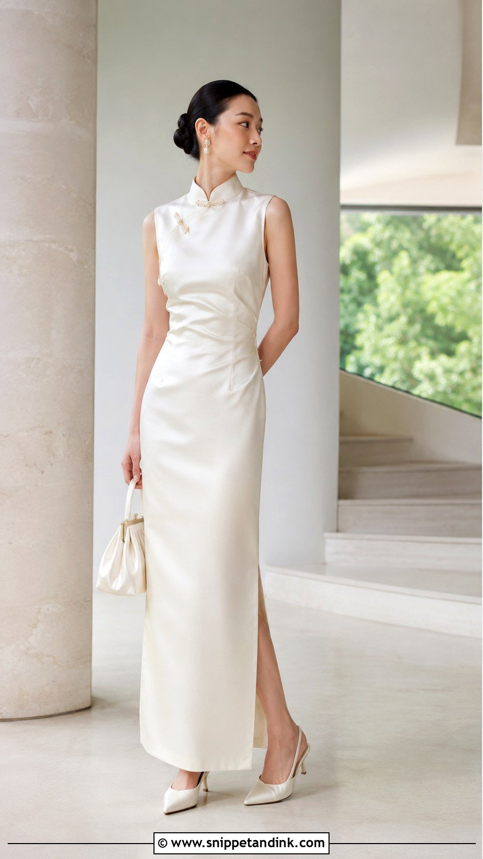 Ivory Satin Cheongsam Wedding Dress - Snippet and Ink - 20 Cheongsam Wedding Dress Ideas