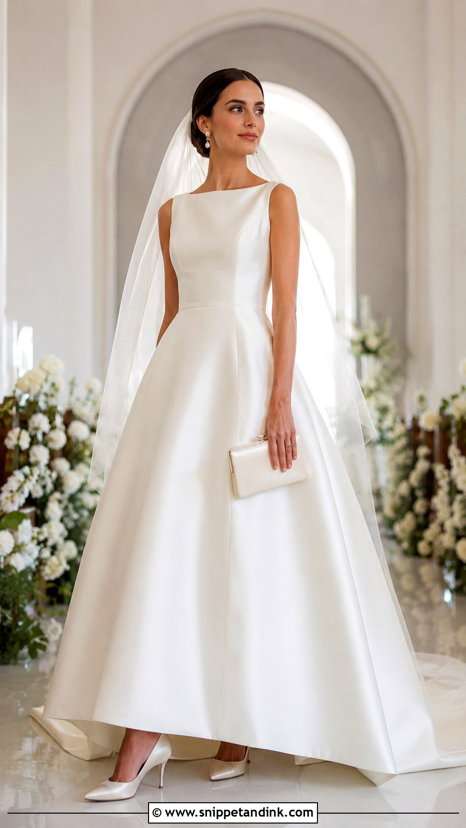 Ivory Satin Heels With A Line Wedding Dress - Snippet and Ink - 20 High Heels for Wedding Ideas