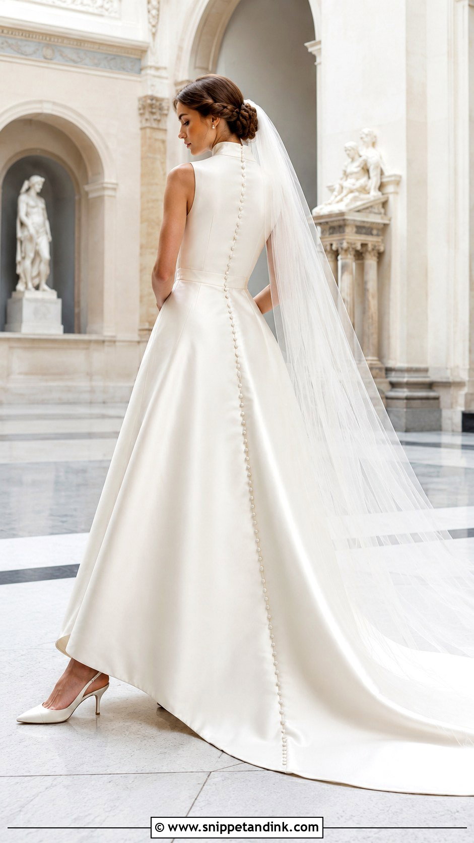 Ivory Satin High Neck Wedding Dress - Snippet and Ink - 20 Ivory Satin Wedding Dress Ideas