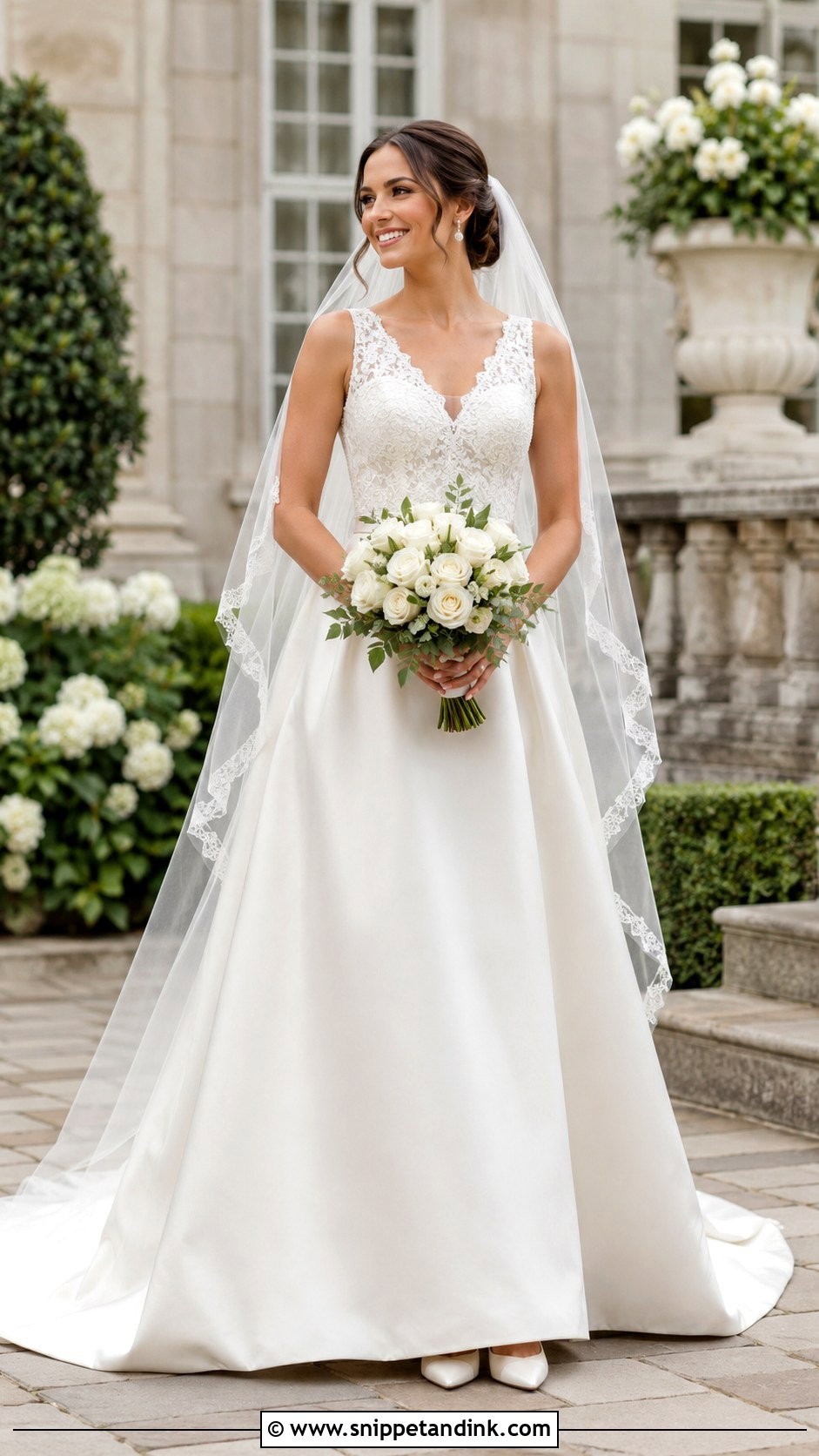 Ivory Satin Lace Bodice Wedding Dress - Snippet and Ink - 20 Ivory Satin Wedding Dress Ideas