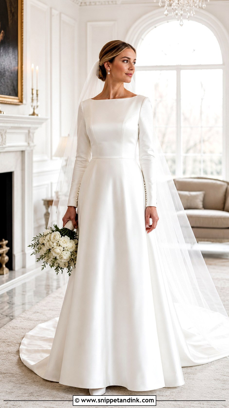 Ivory Satin Long Sleeve Wedding Dress - Snippet and Ink - 20 Ivory Satin Wedding Dress Ideas