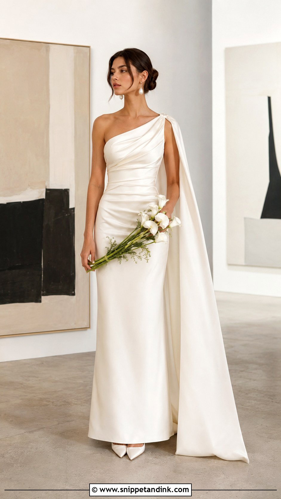 Ivory Satin One Shoulder Wedding Dress - Snippet and Ink - 20 Ivory Satin Wedding Dress Ideas