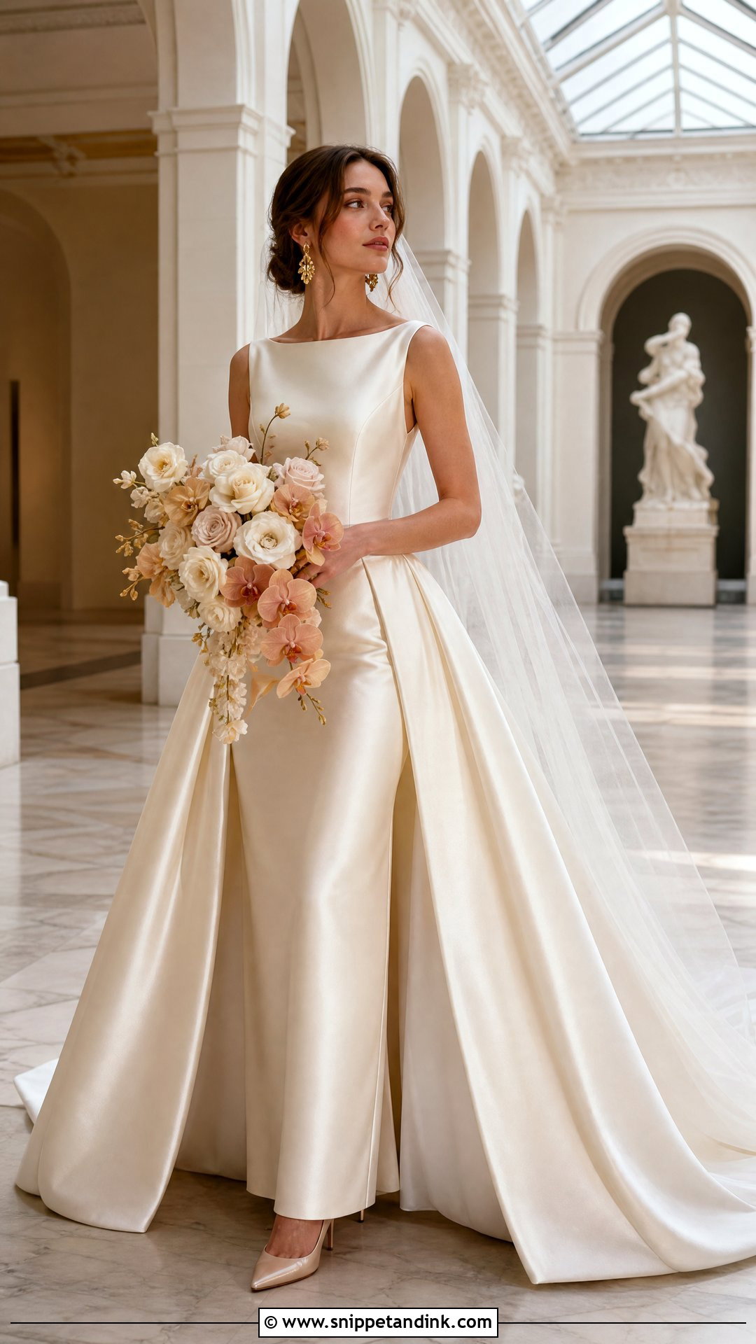 Ivory Satin Overskirt Soft Autumn Wedding Dress - Snippet and Ink - 20 Soft Autumn Wedding Dress Ideas