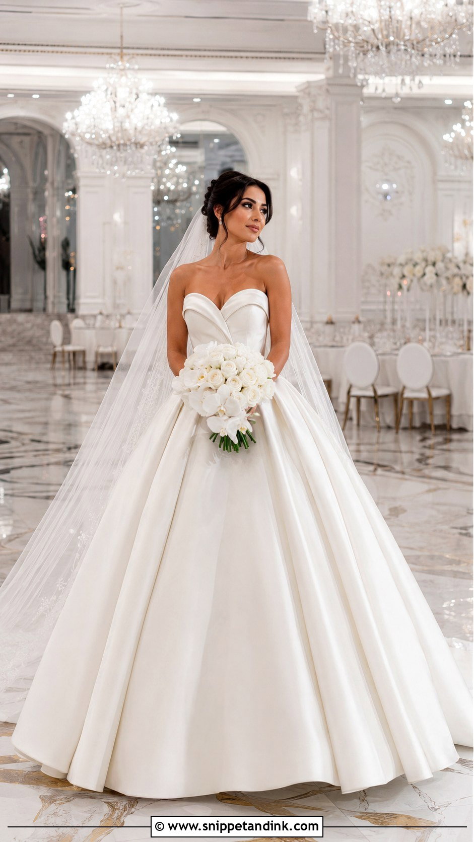 Ivory Satin Strapless Ball Gown Wedding Dress - Snippet and Ink - 20 Ivory Satin Wedding Dress Ideas