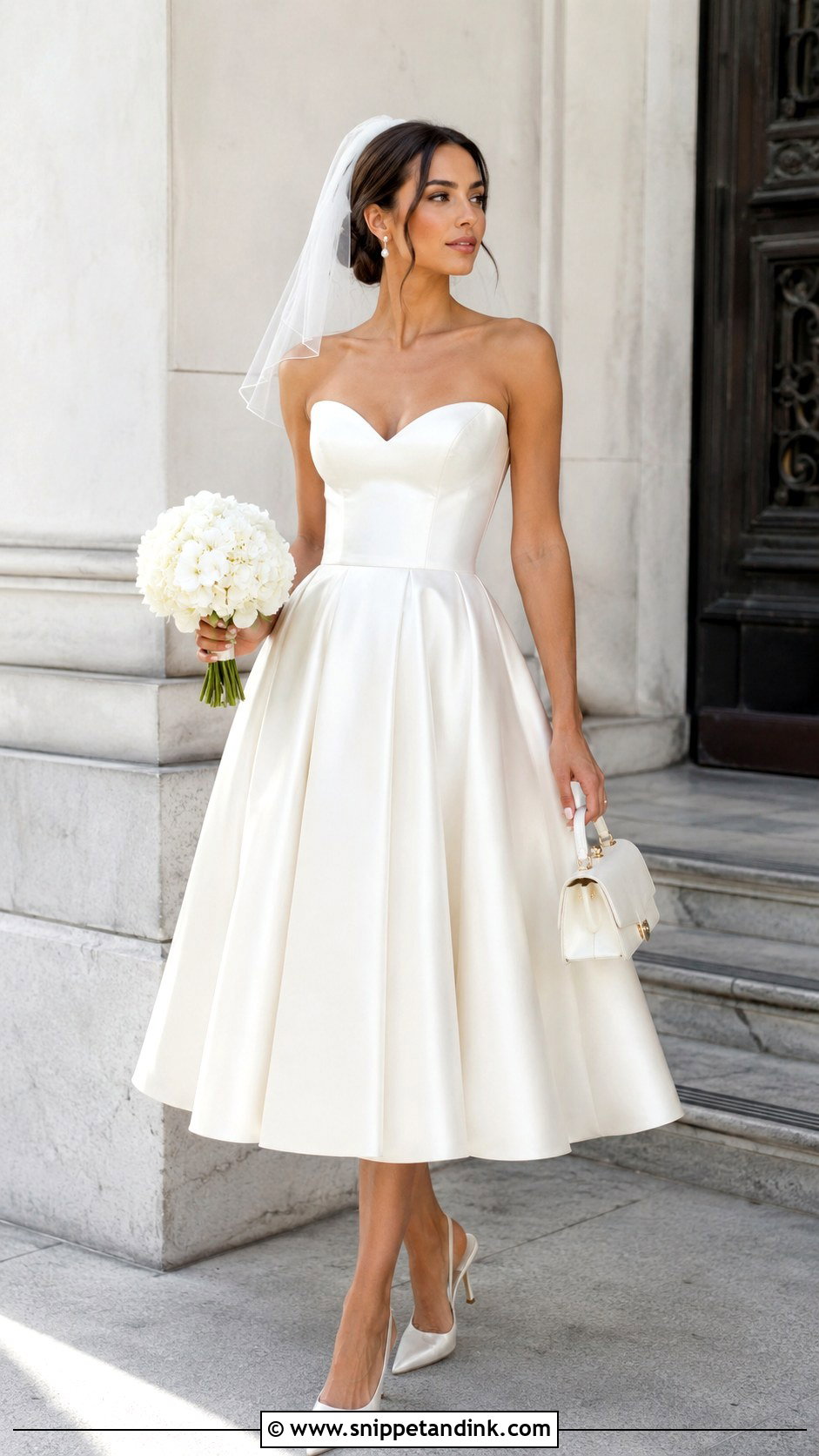 Ivory Satin Tea Length Wedding Dress - Snippet and Ink - 20 Ivory Satin Wedding Dress Ideas