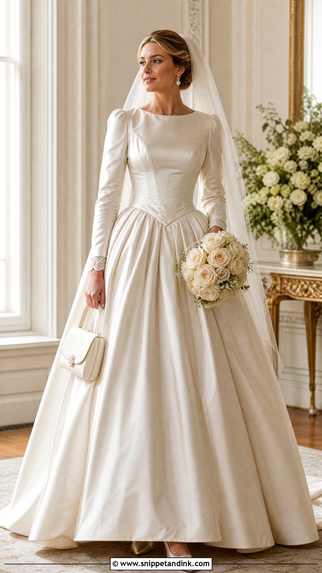 Ivory Satin Victorian Wedding Dress - Snippet and Ink - 20 Victorian Wedding Dresses