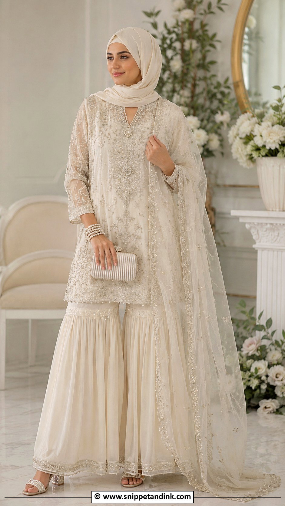 Ivory Sharara Nikah Outfit - Snippet and Ink - 35 Nikah Outfit Ideas