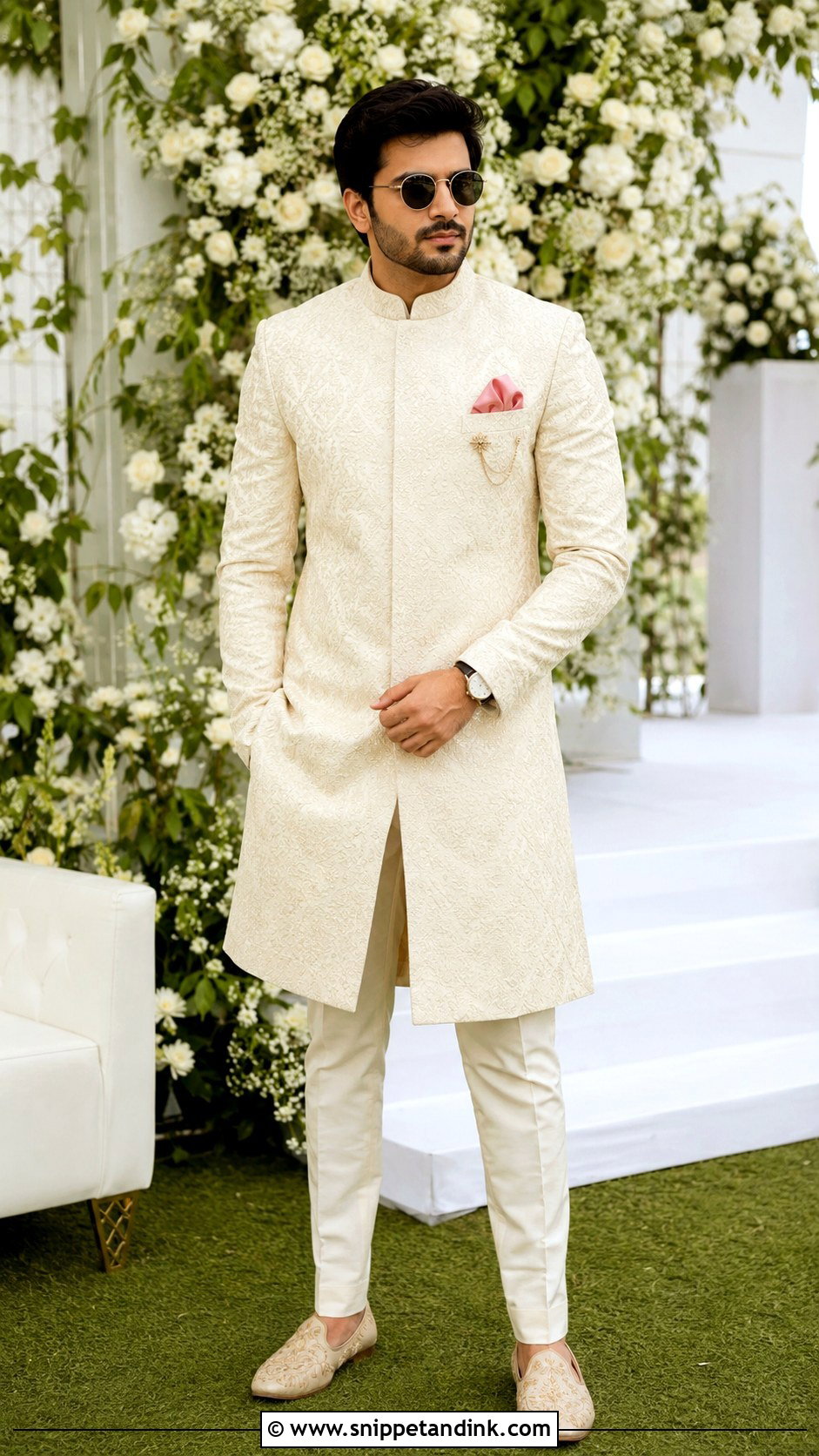 Ivory Sherwani For Bride Brother - Snippet and Ink - 20 Bride Brother Outfit Ideas
