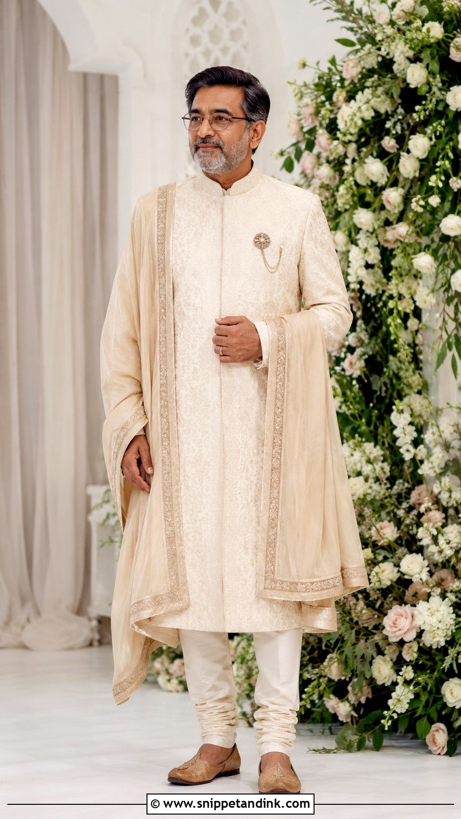 Ivory Sherwani for Father of the Bride - Snippet and Ink - 20 Father Dress for Indian Wedding Ideas
