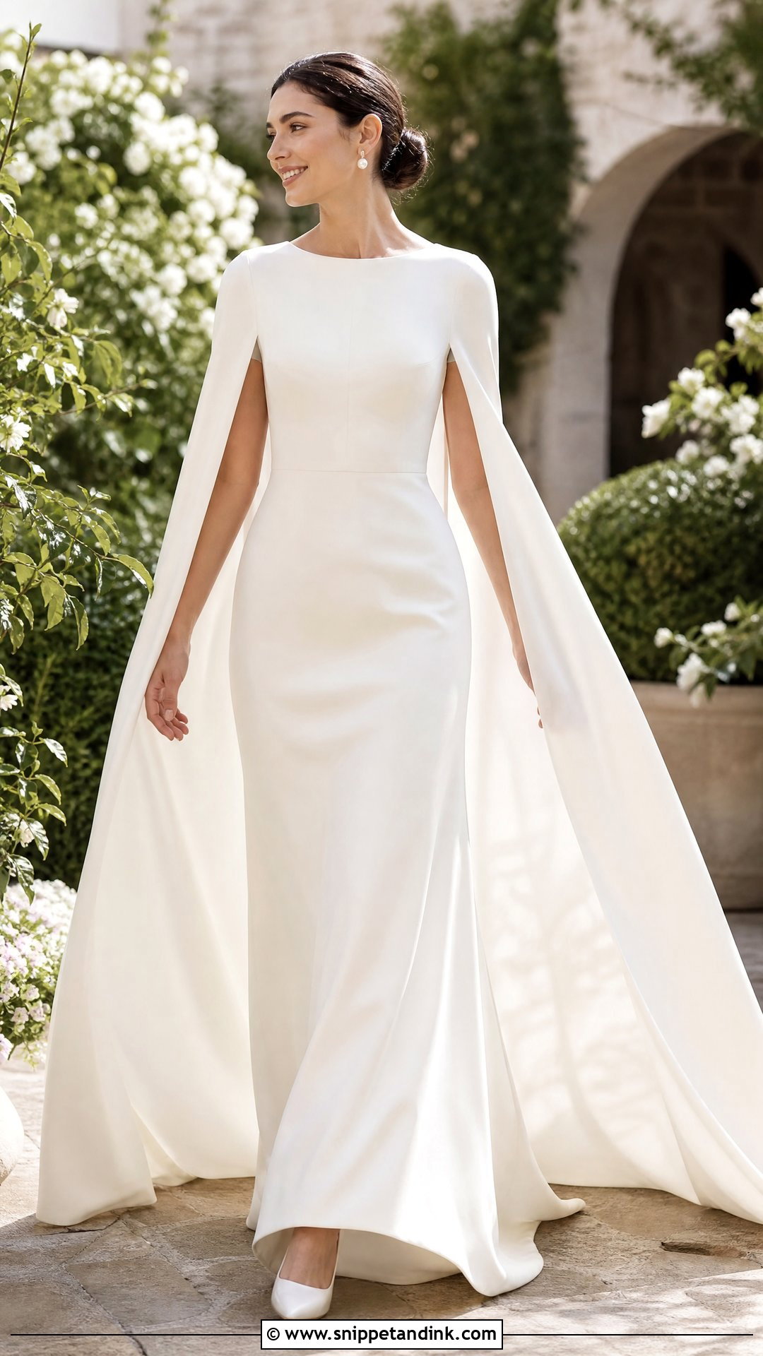 Ivory Silk Cape Sleeve Wedding Dress - Snippet and Ink - 20 Ivory Silk Wedding Dress Ideas