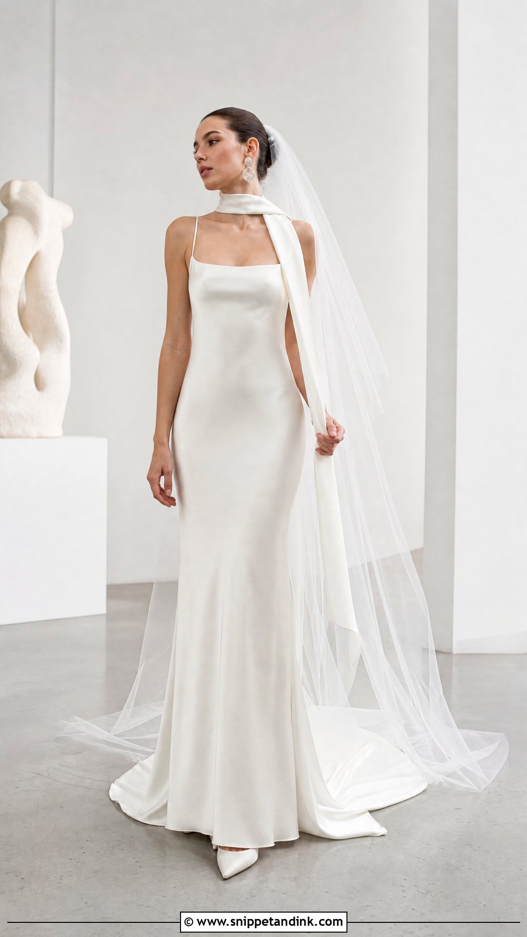 Ivory Silk Minimalist Column Wedding Dress - Snippet and Ink - 20 Ivory Silk Wedding Dress Ideas