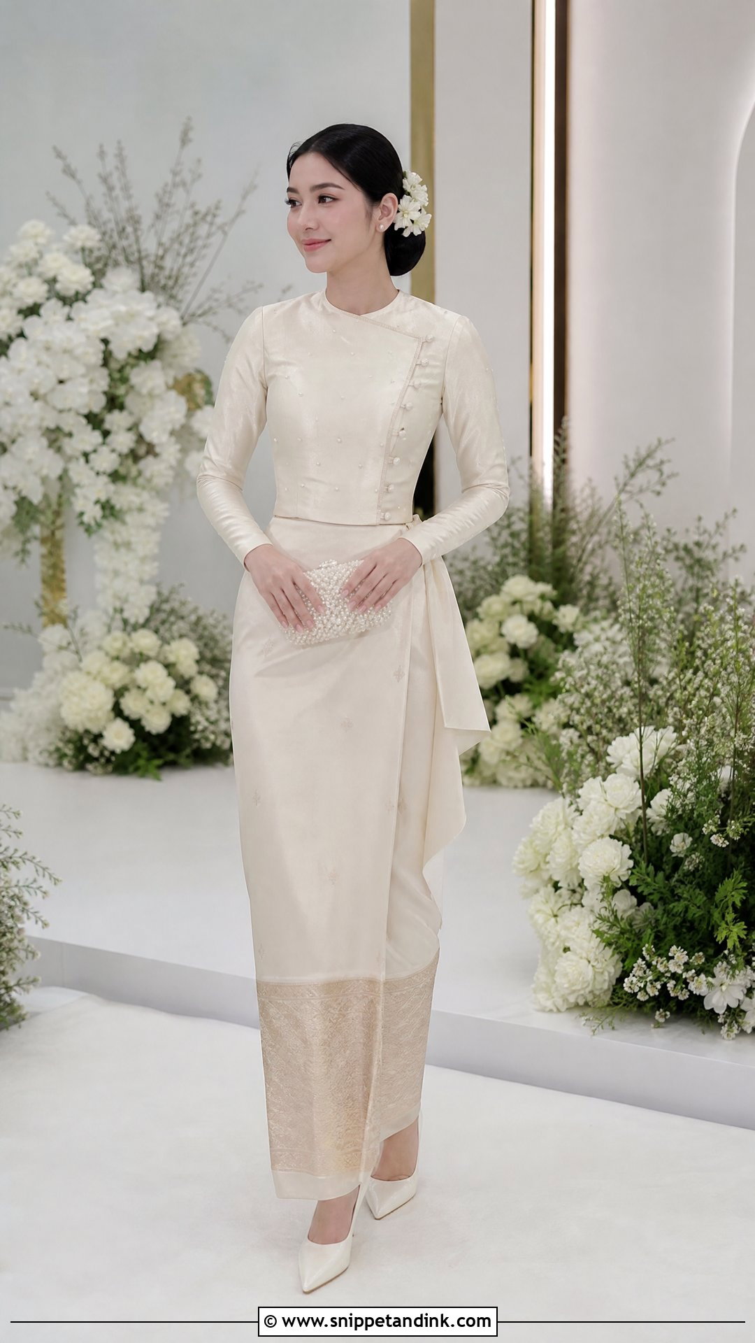 Ivory Silk Myanmar Wedding Dress - Snippet and Ink - 25 Myanmar Wedding Dress Design Ideas