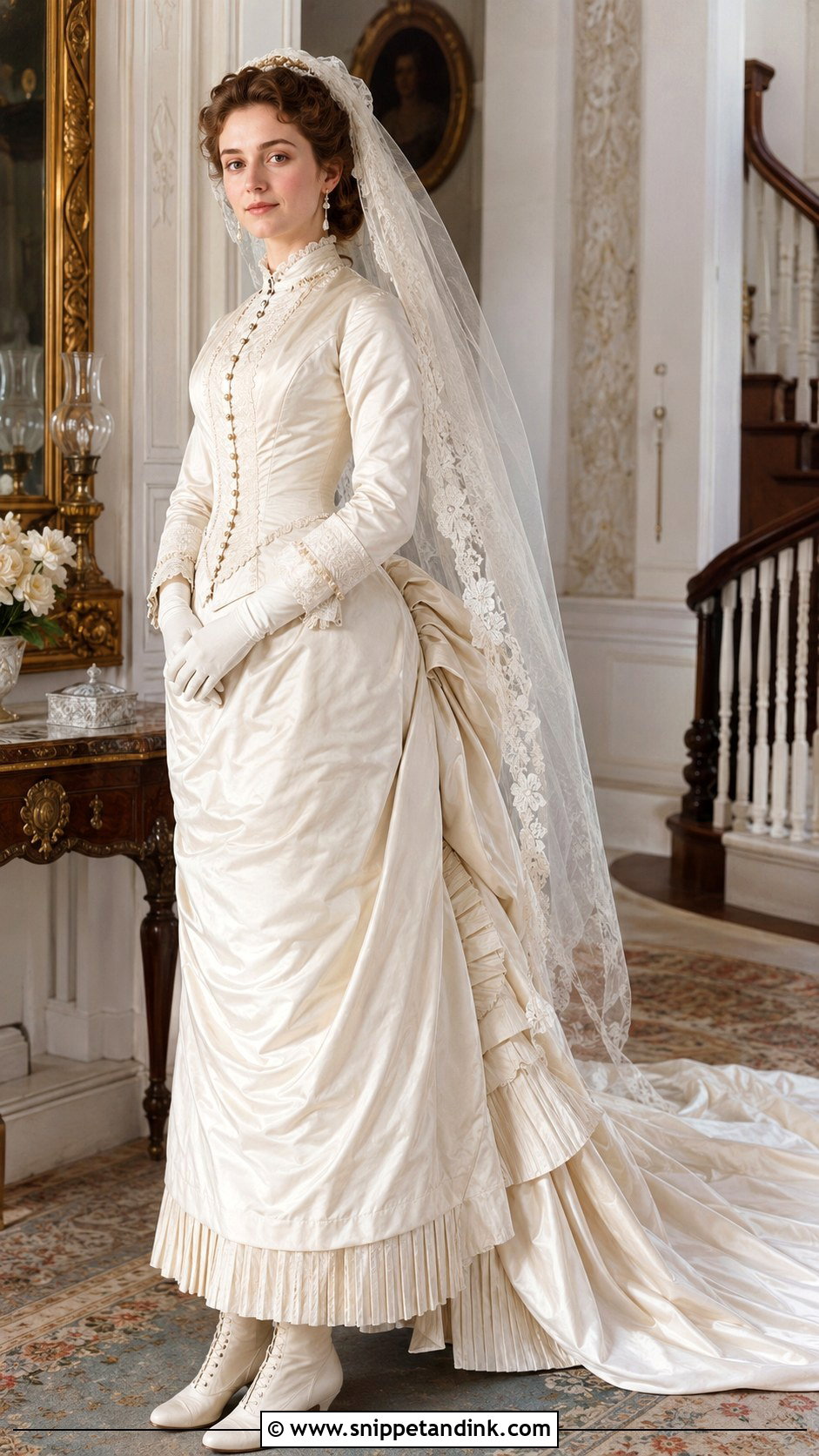 Ivory Silk Satin 1880s Wedding Dress - Snippet and Ink - 20 1880s Wedding Dress Ideas