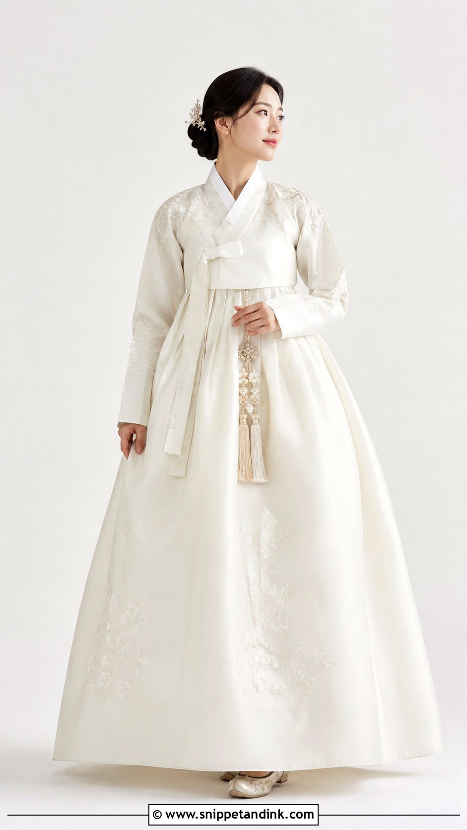 Ivory Silk Wedding Hanbok - Snippet and Ink - 25 Traditional Korean Wedding Dress Ideas