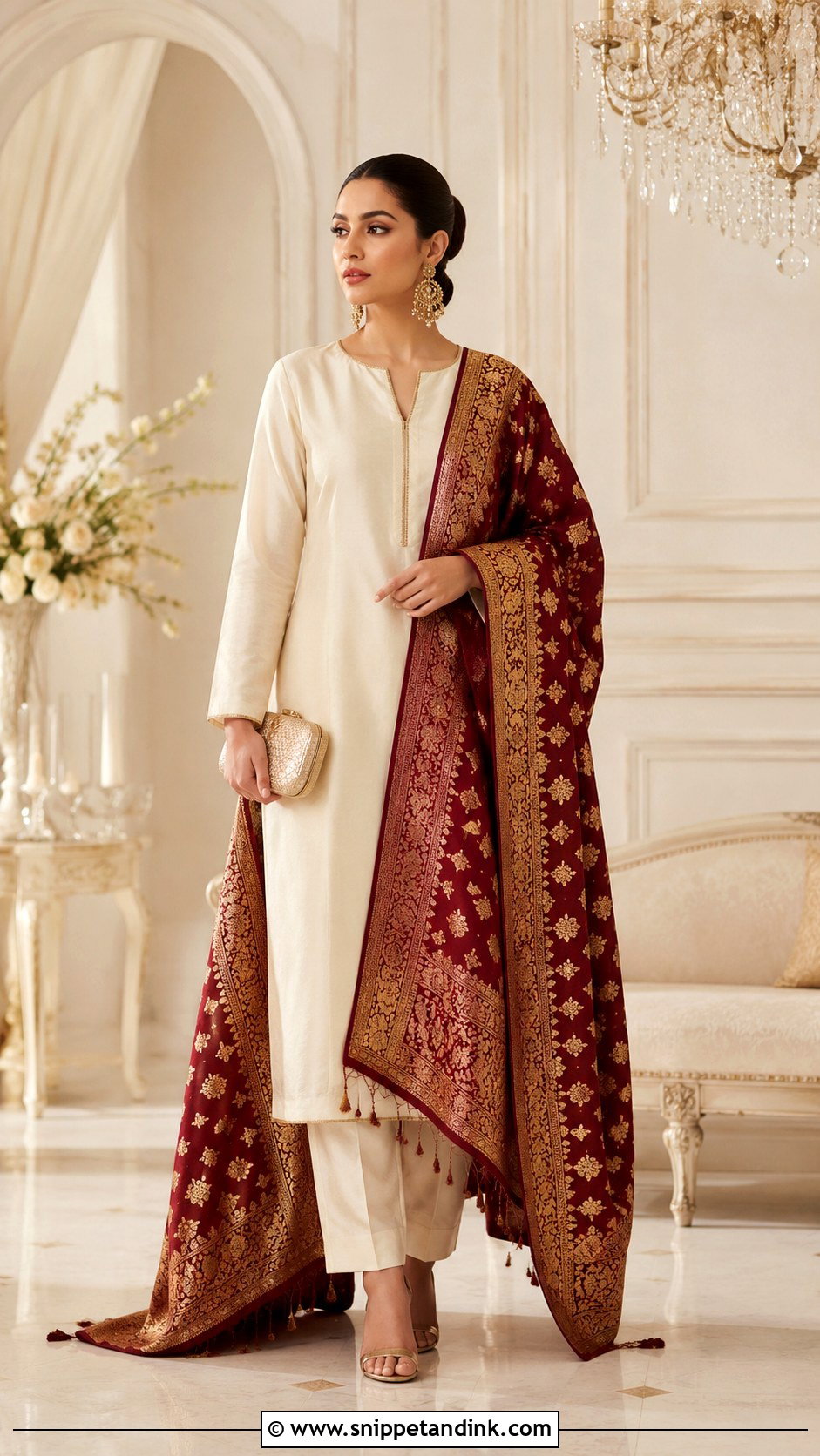 Ivory Simple Suit With Heavy Dupatta - Snippet and Ink - 30 Simple Suit with Heavy Dupatta Ideas