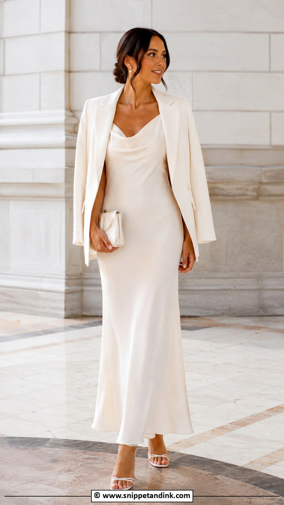 Ivory Slip Dress Civil Wedding Outfit - Snippet and Ink - 30 Civil Wedding Outfit Ideas
