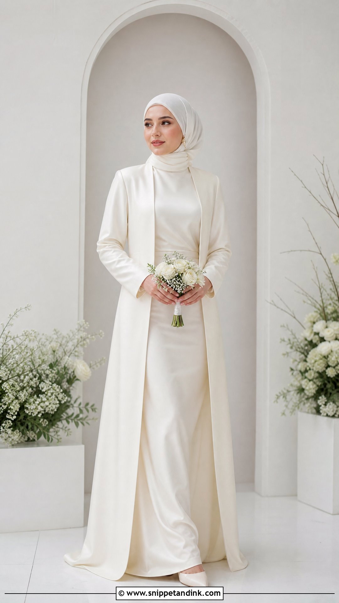 Ivory Slip Style Wedding Dress Hijab - Snippet and Ink - 25 Simple Wedding Dress Hijab Ideas