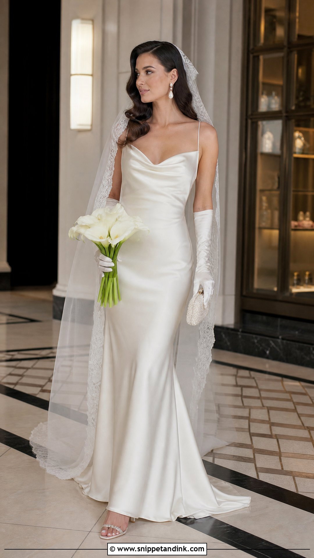 Ivory Slip Wedding Dress With Vintage Accessories - Snippet and Ink - 20 Vintage Ivory Wedding Dress Ideas