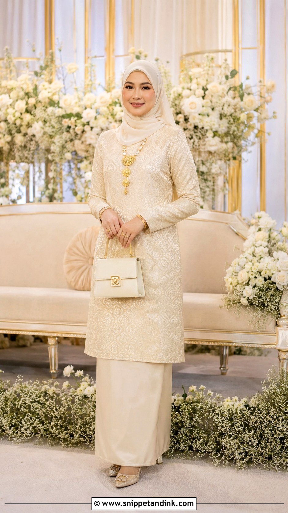 Ivory Songket Wedding Dress Hijab - Snippet and Ink - 20 Malaysia Wedding Dress Hijab Ideas
