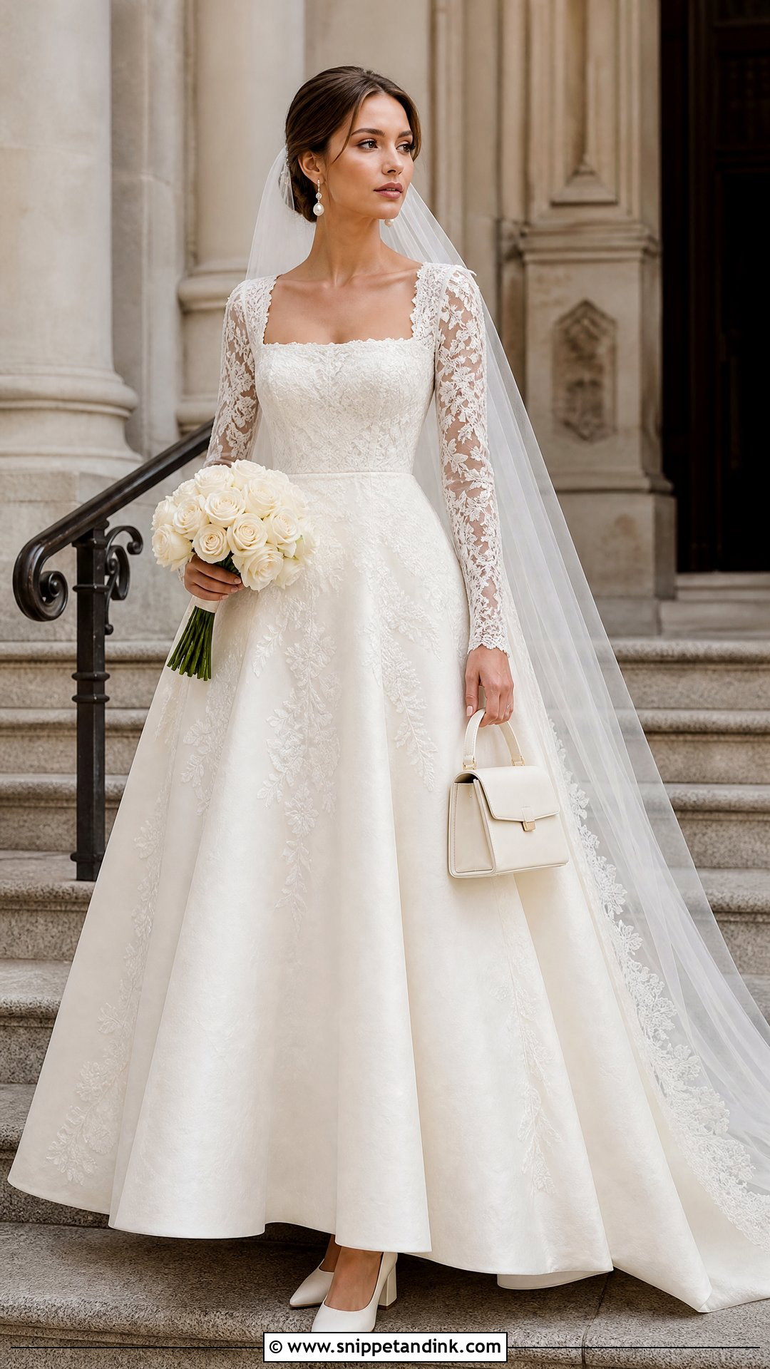 Ivory Square Neck Wedding Dress - Snippet and Ink - 20 Vintage Ivory Wedding Dress Ideas