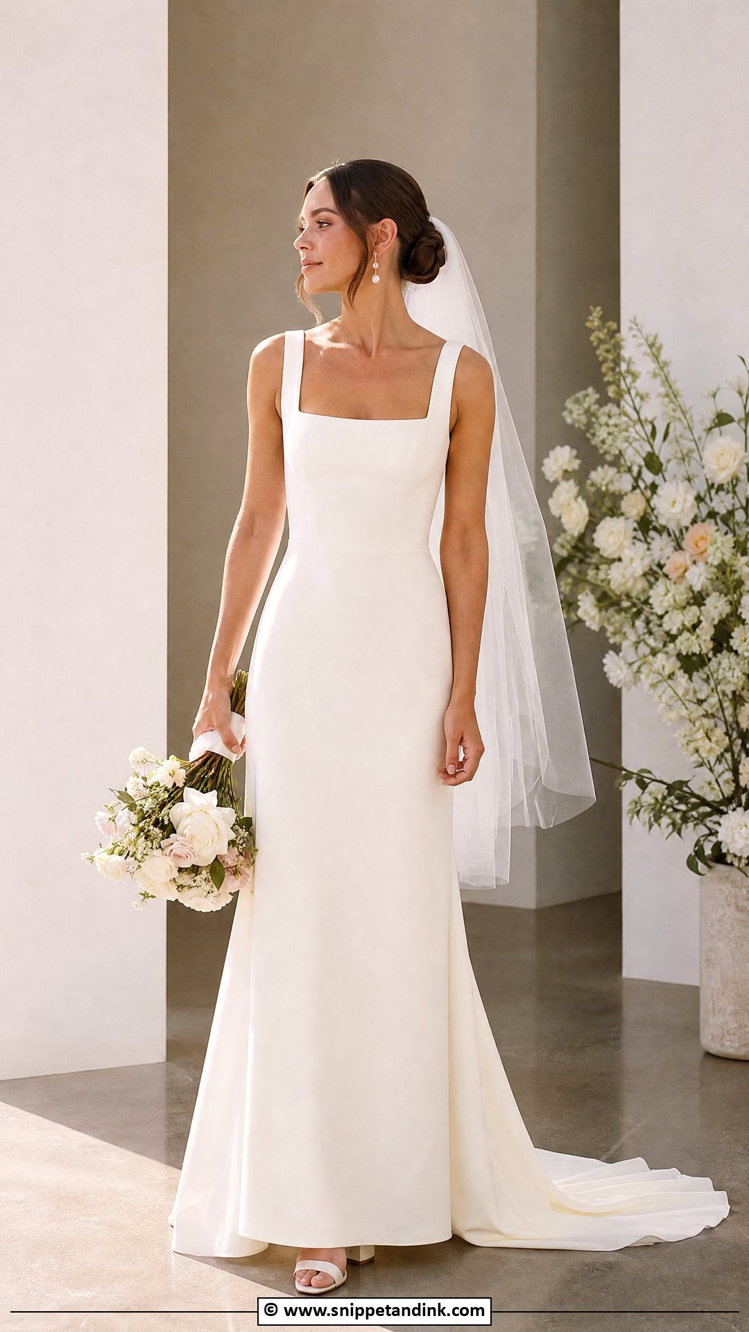 Ivory Square Neck Wedding Dress - Snippet and Ink - 35 Ivory Wedding Dress Ideas