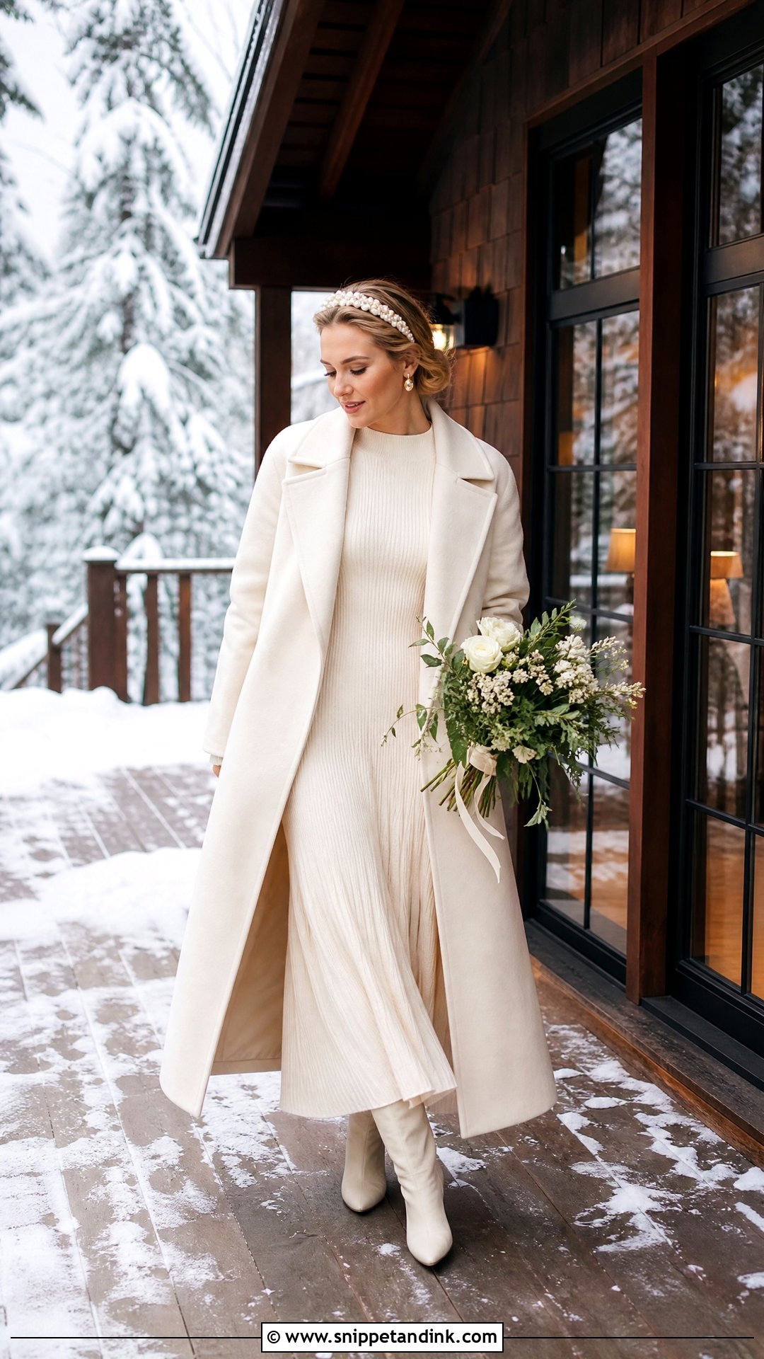 Ivory Sweater Winter Elopement Dress - Snippet and Ink - 25 Winter Elopement Dress Ideas