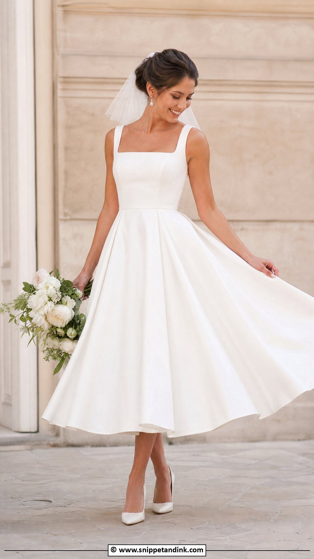 Ivory Tea Length Wedding Dress - Snippet and Ink - 35 Ivory Wedding Dress Ideas