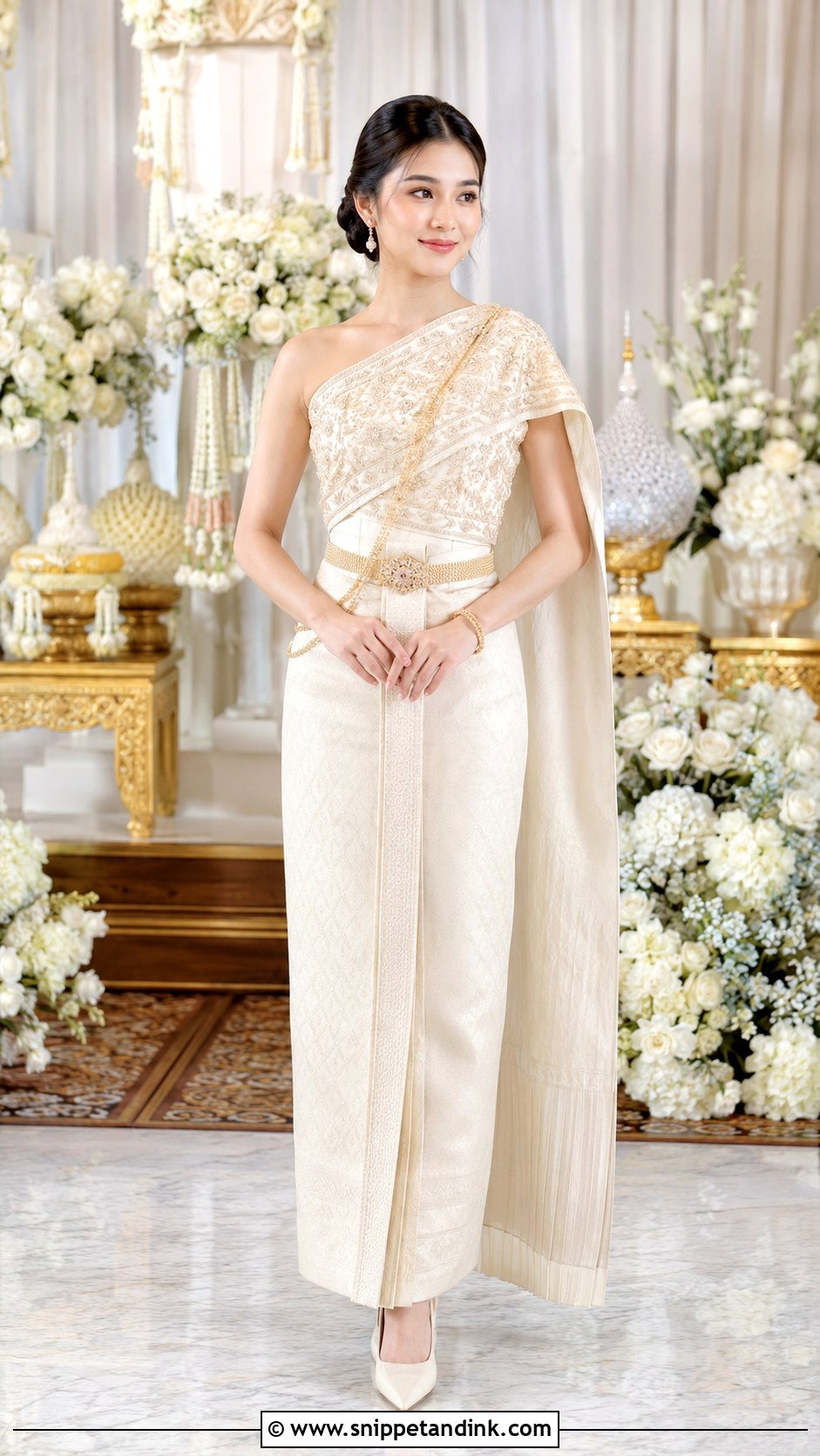 Ivory Thai Chakri Wedding Dress - Snippet and Ink - 20 Modern Thai Wedding Dress Ideas
