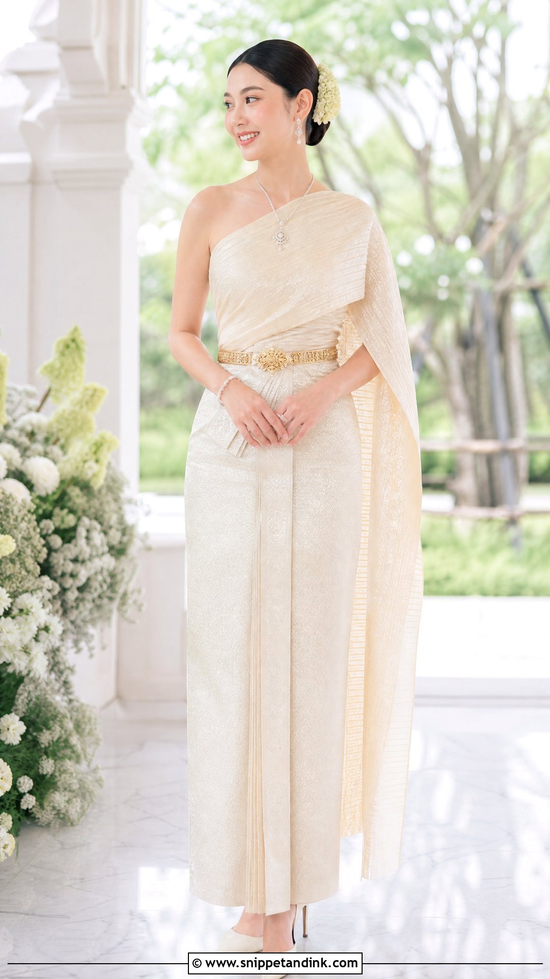 Ivory Thai Chakri Wedding Dress - Snippet and Ink - 20 Traditional Thai Wedding Dress Ideas