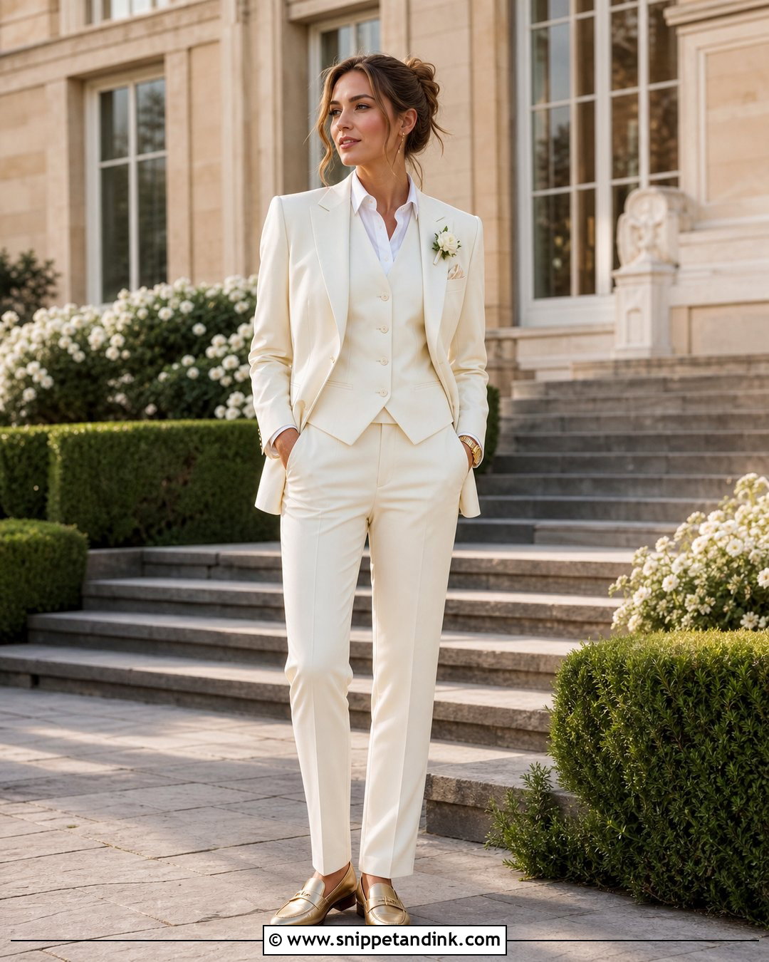 Ivory Three Piece Wedding Suit - Snippet and Ink - 20 Dapper Bride Ideas