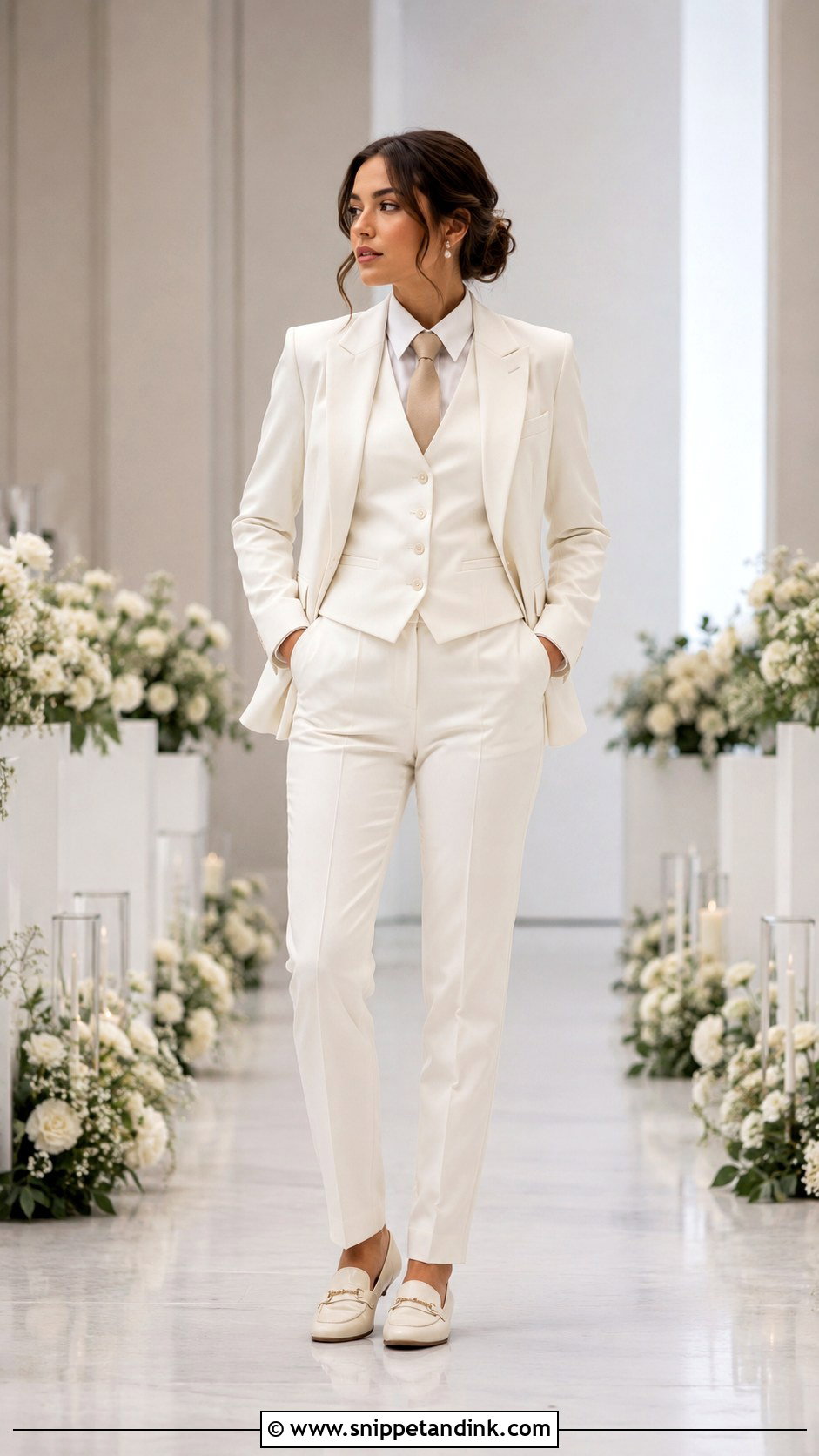 Ivory Three Piece Wedding Suit - Snippet and Ink - 25 Lesbian Wedding Outfits Suits Style