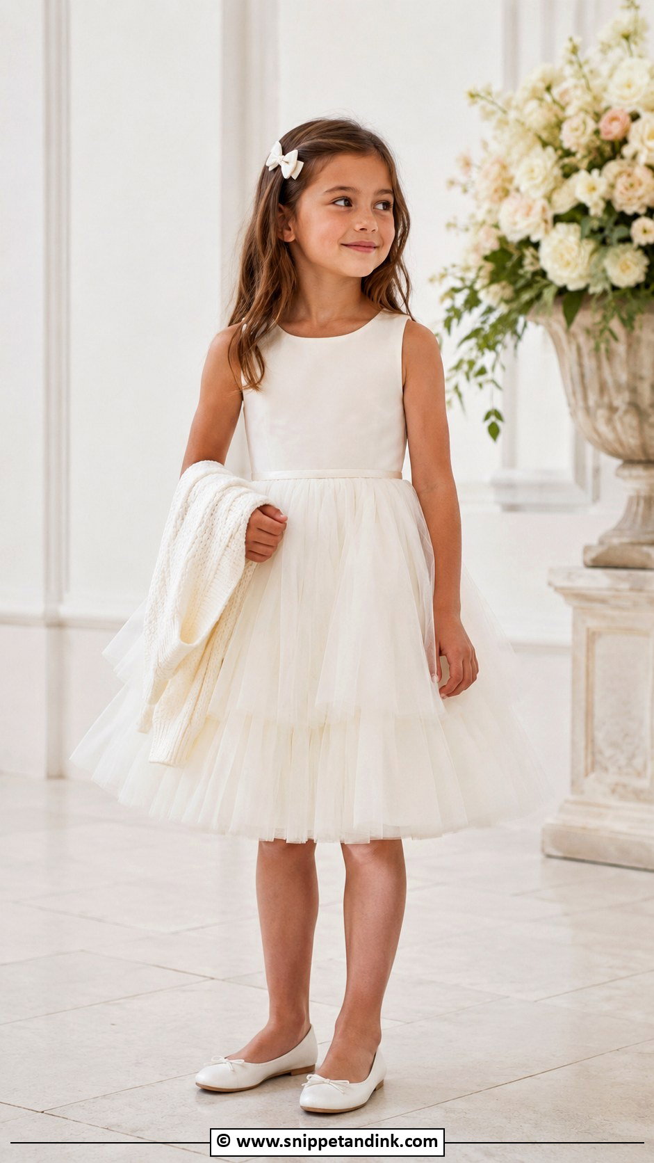 Ivory Tulle Kids Wedding Dress With Ballet Flats - Snippet and Ink - 25 Wedding Dress for Kids Ideas