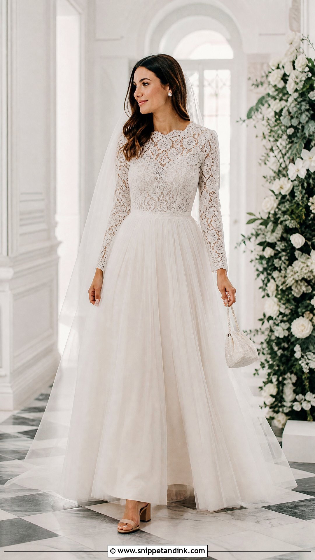 Ivory Tulle Skirt And Lace Top Bridal Outfit - Snippet and Ink - 20 Tulle Skirt Outfit Wedding Ideas