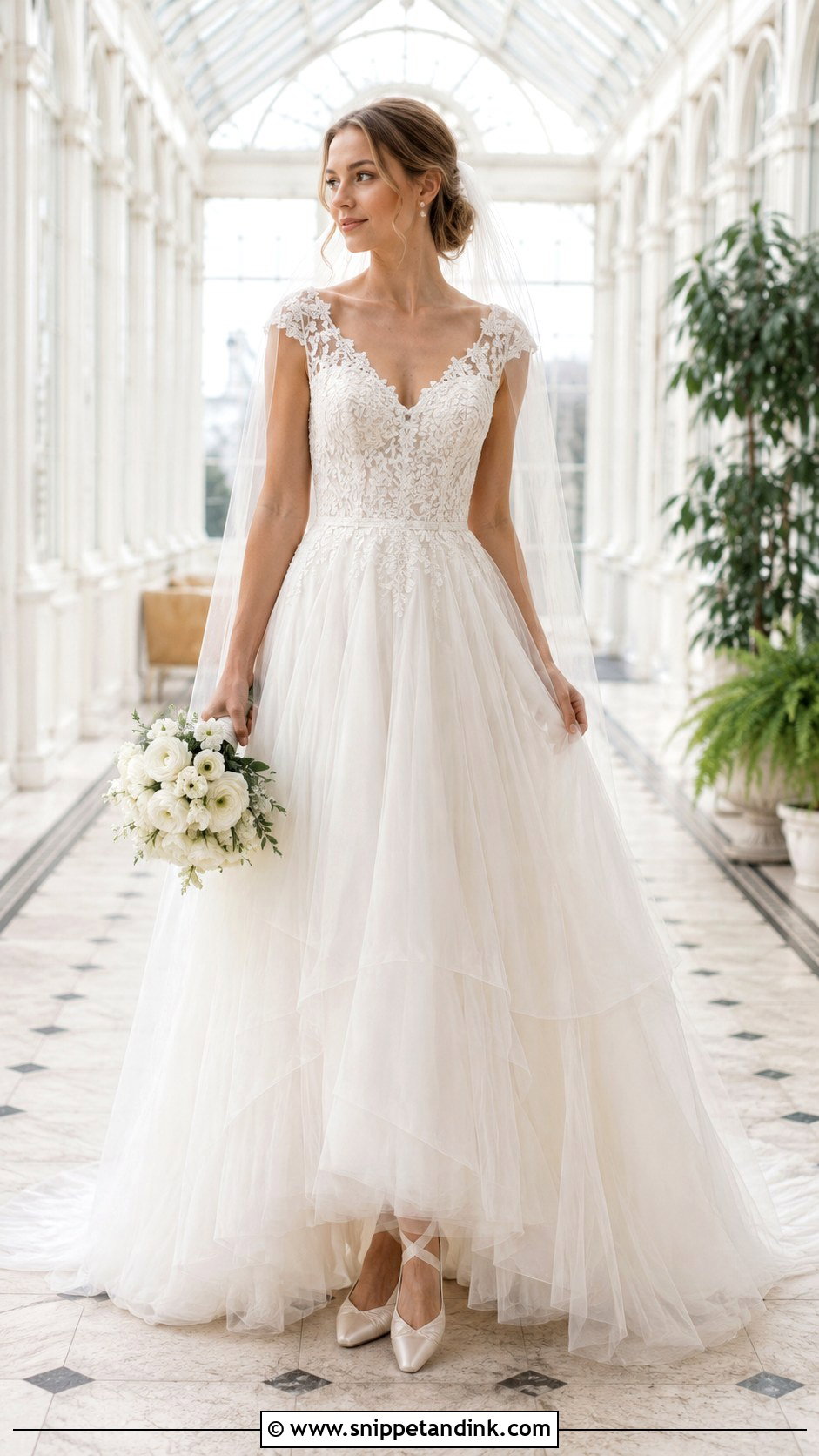 Ivory Tulle Wedding Dress With Cap Sleeves - Snippet and Ink - 20 Ivory Wedding Dress with Sleeves