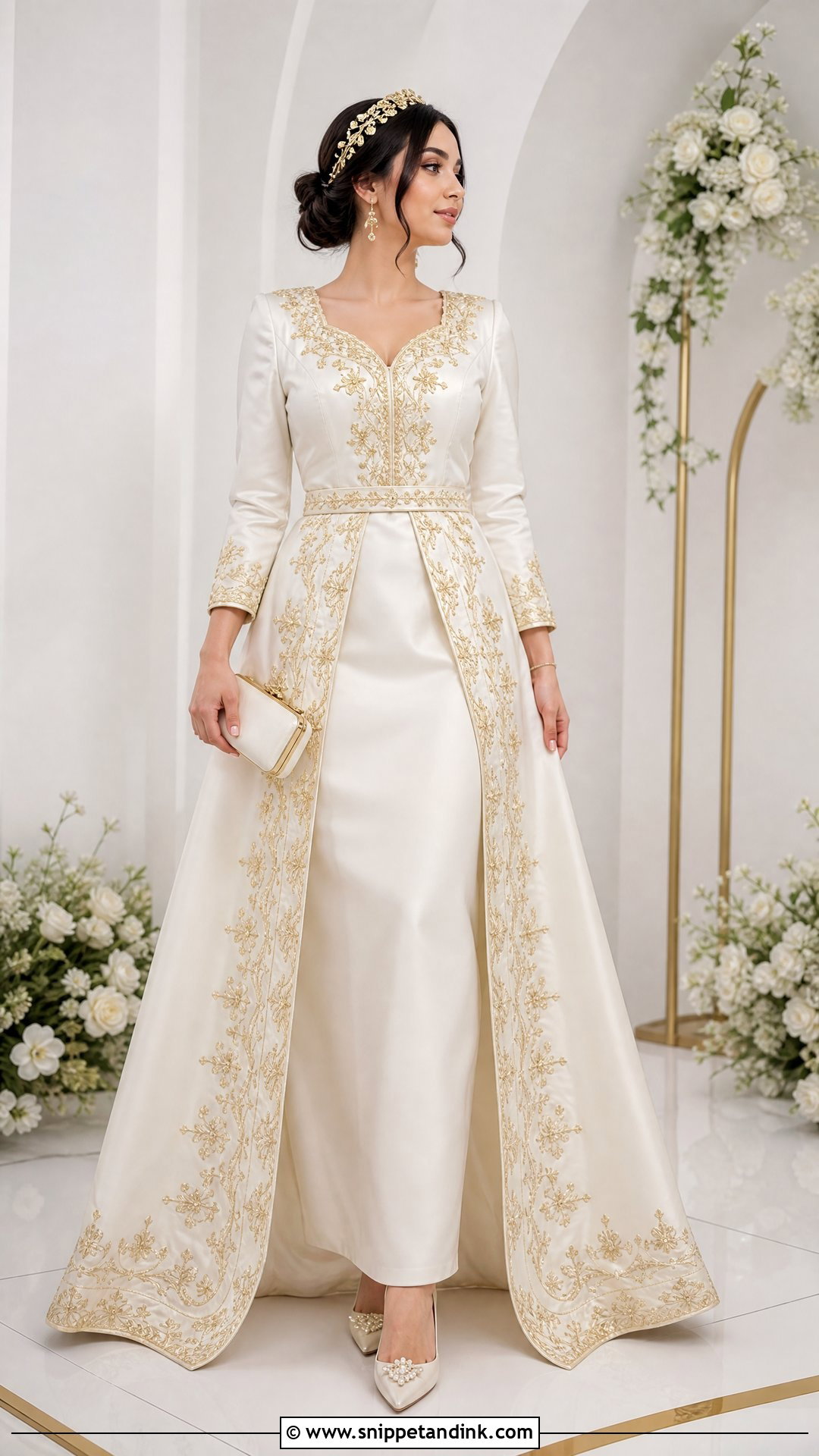 Ivory Tunisian Embroidered Wedding Dress - Snippet and Ink - 20 Tunisian Wedding Dress Ideas