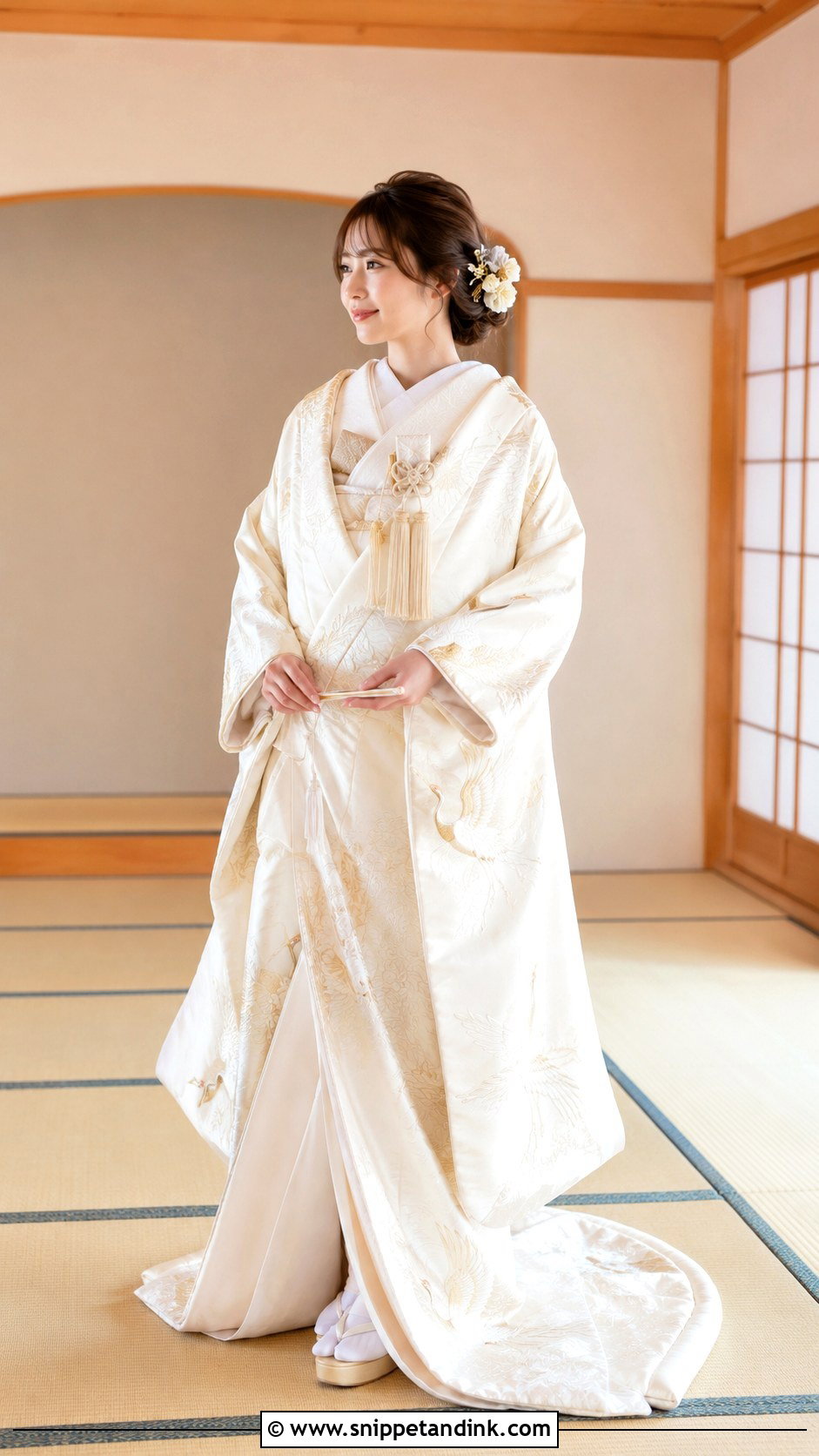 Ivory Uchikake Wedding Kimono - Snippet and Ink - 25 Traditional Japanese Wedding Dress Ideas