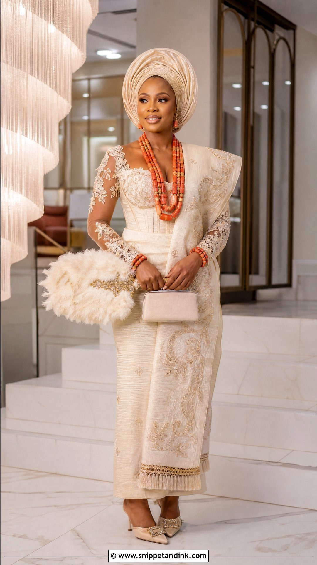 Ivory Urhobo Bride Outfit - Snippet and Ink - 20 Urhobo Bride Ideas